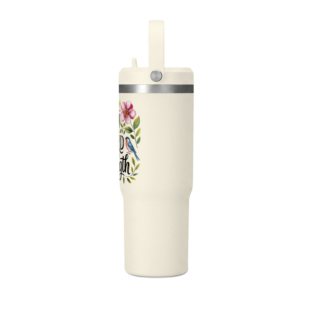 Nomad Tumbler 32oz – “The Joy of the Lord Is Your Strength” Floral Insulated Travel Mug