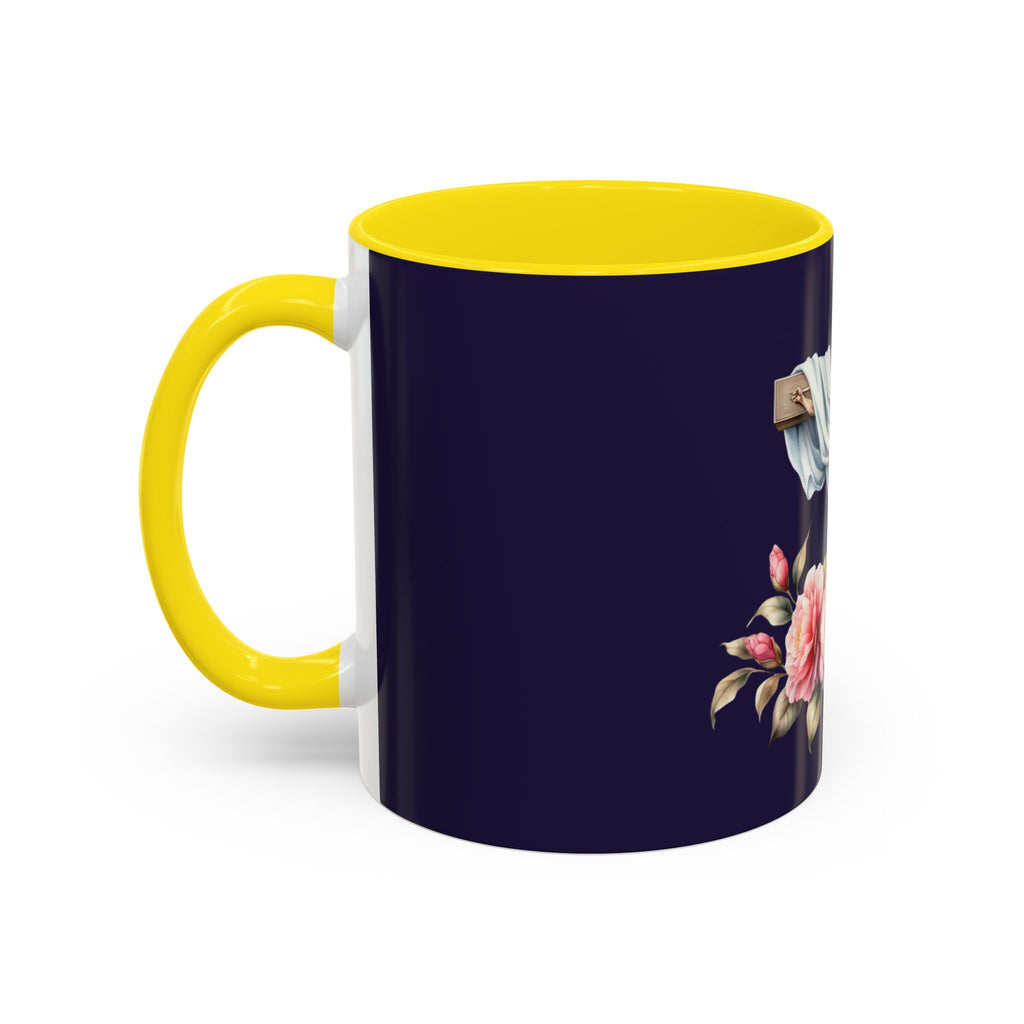 Easter Cross Coffee Mug — Floral Crucifix Accent Mug (11/15 oz)