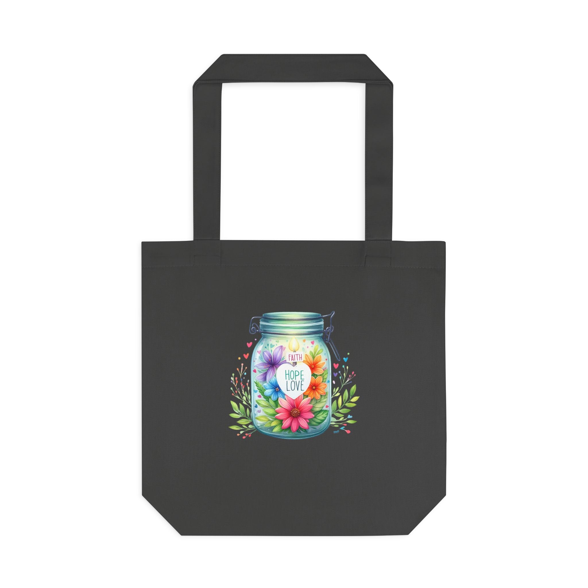 Tote Bag — "Hope Lights the Way" Mason Jar Floral Design