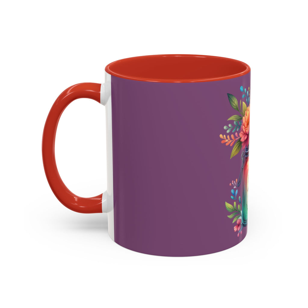 Faith & Love Floral Accent Coffee Mug — Colorful Candle Jar Design (11/15oz)