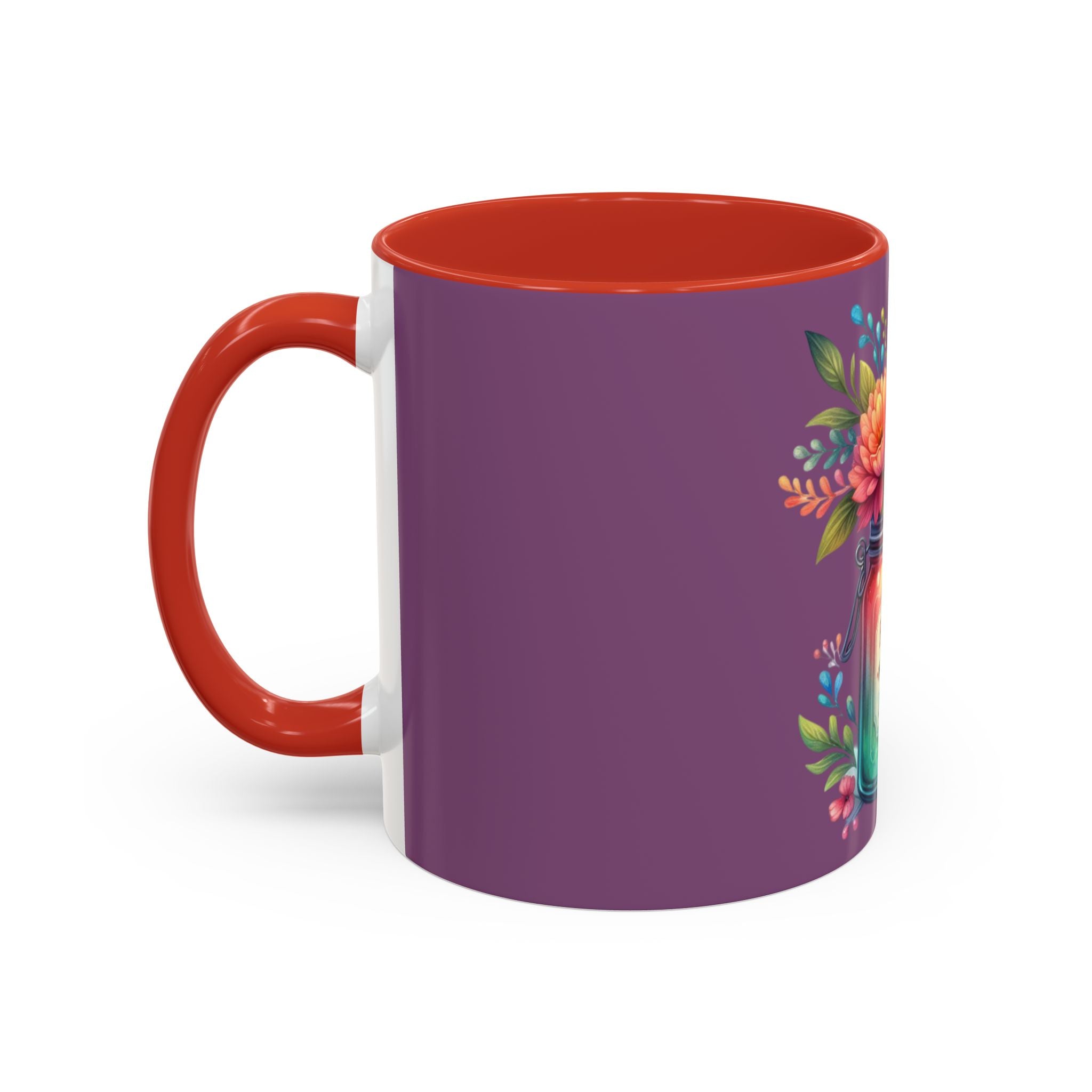 Faith & Love Floral Accent Coffee Mug — Colorful Candle Jar Design (11/15oz)