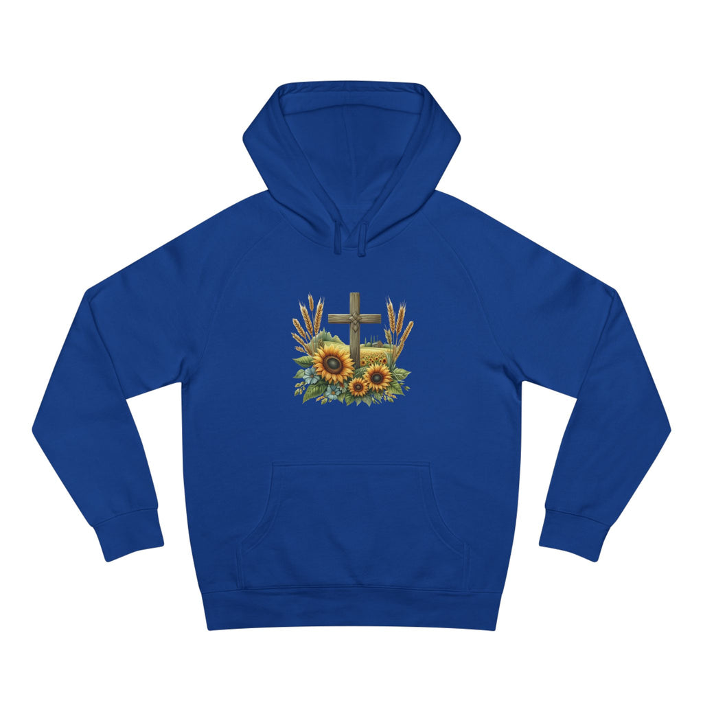 Sunflower Cross Hoodie — Christian Faith Floral Pullover