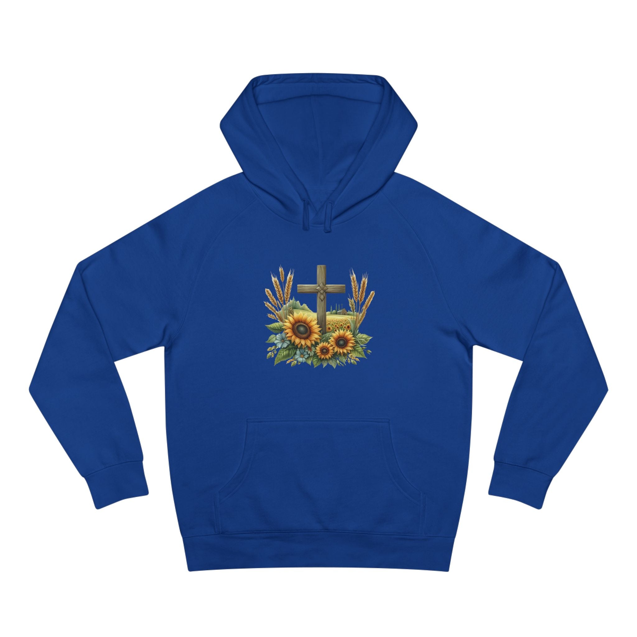 Sunflower Cross Hoodie — Christian Faith Floral Pullover