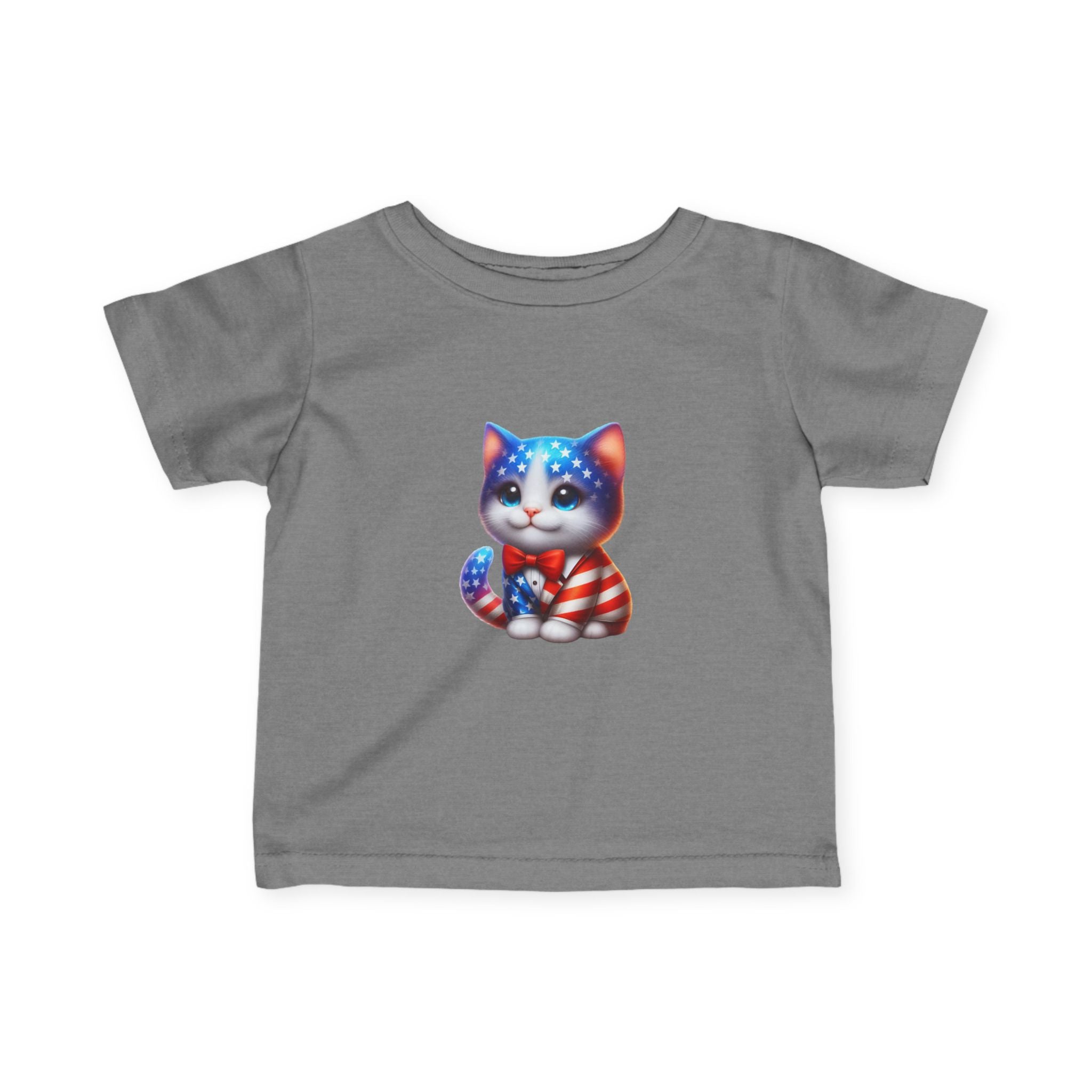 Infant Tee — Patriotic American Flag Kitten Baby Shirt