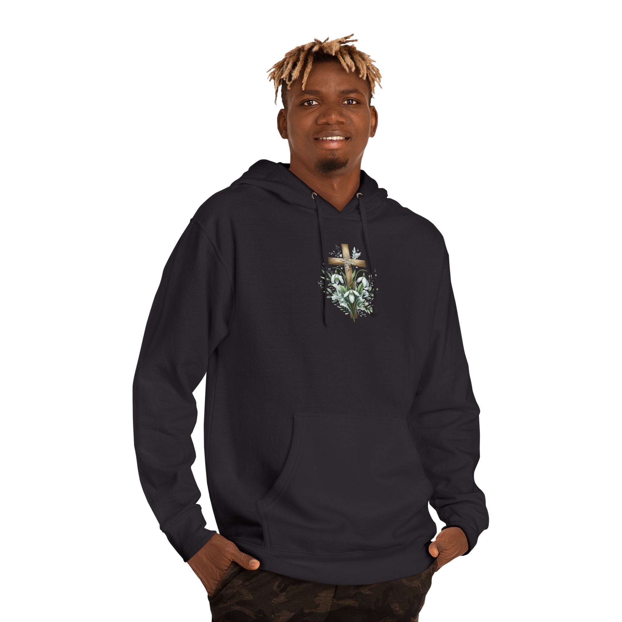 Floral Cross Hoodie – Small Easter Cross Floral Graphic Hooded Sweatshirt