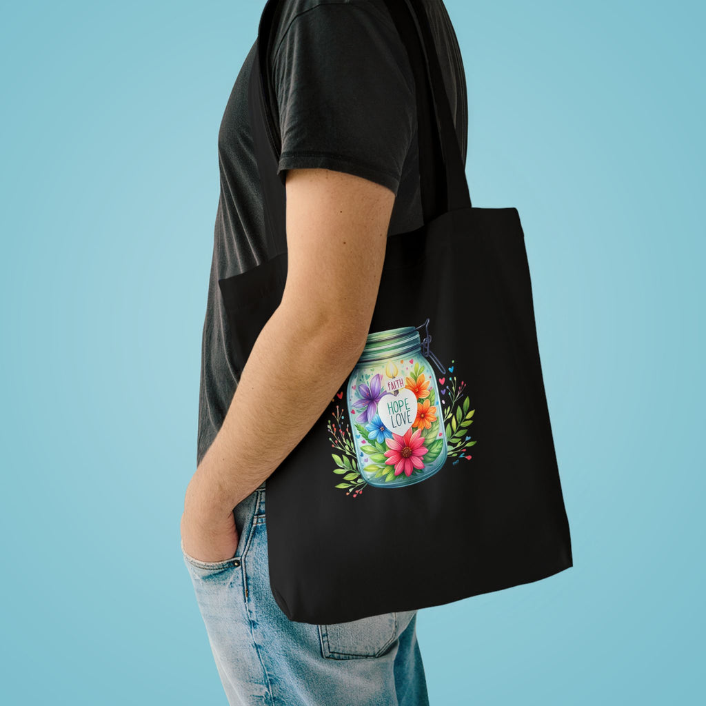 Tote Bag — "Hope Lights the Way" Mason Jar Floral Design
