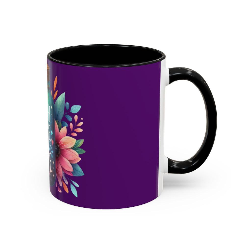 Faith Hope Love Accent Coffee Mug — Floral Jar Design (11/15 oz)
