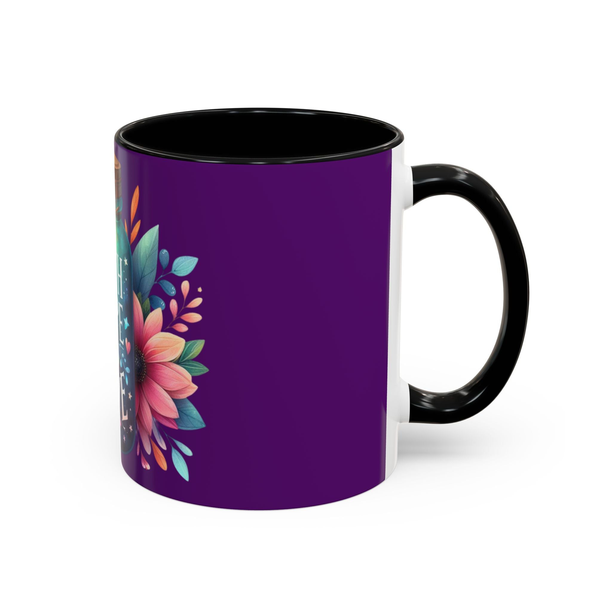 Faith Hope Love Accent Coffee Mug — Floral Jar Design (11/15 oz)