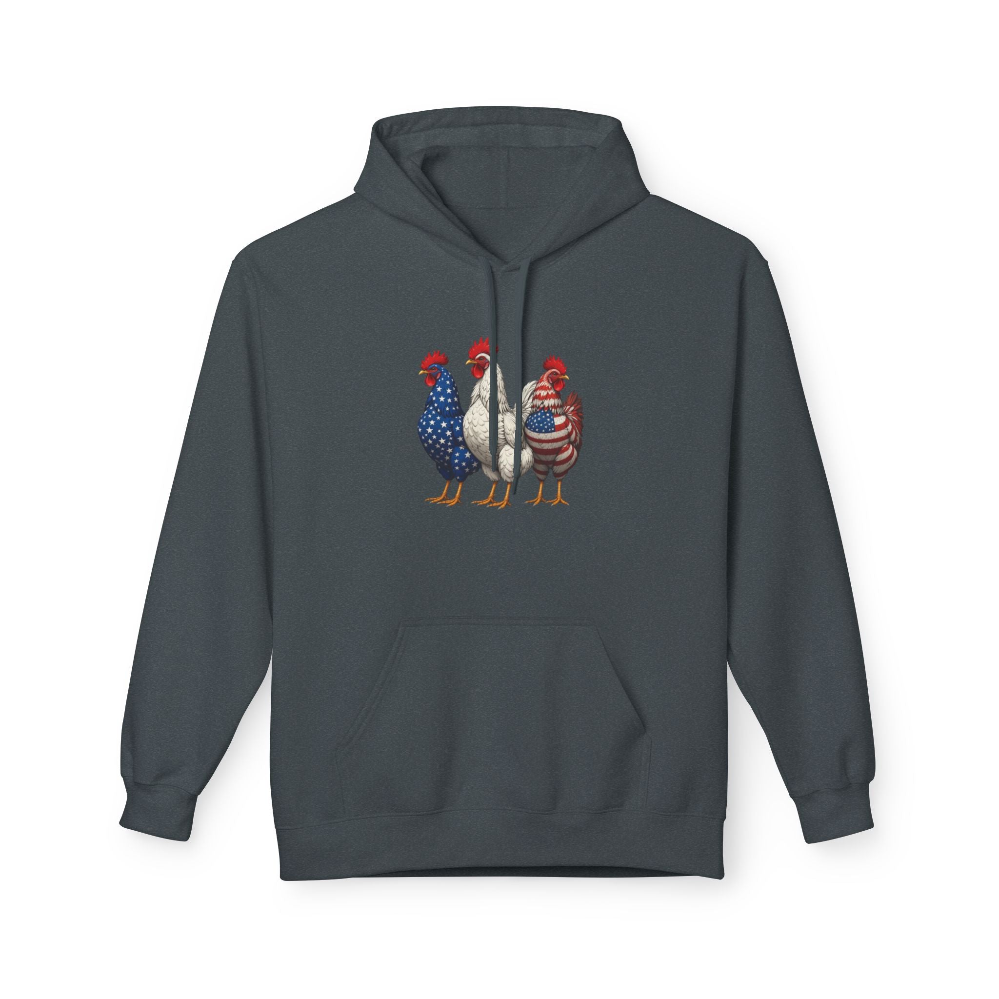 Patriotic Rooster Hoodie — Americana Farmhouse Chickens Pullover