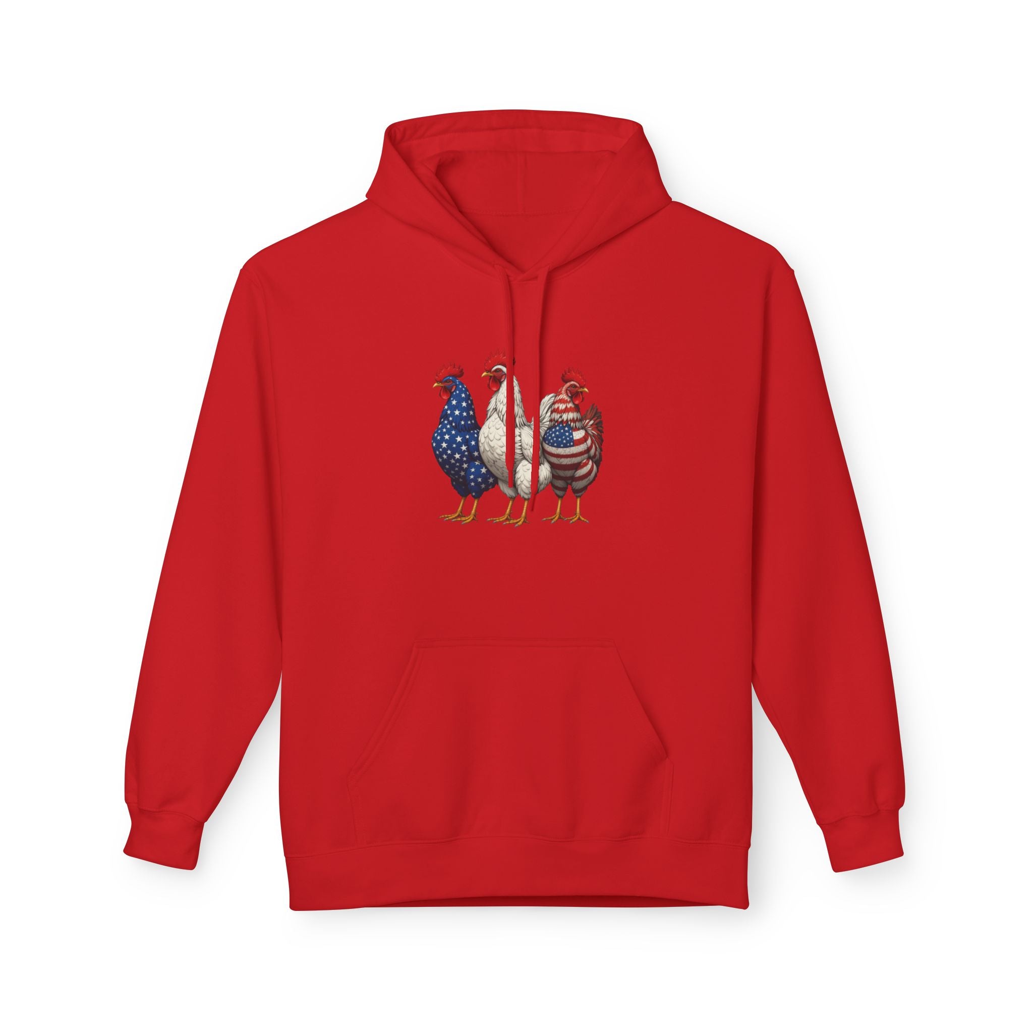 Patriotic Rooster Hoodie — Americana Farmhouse Chickens Pullover