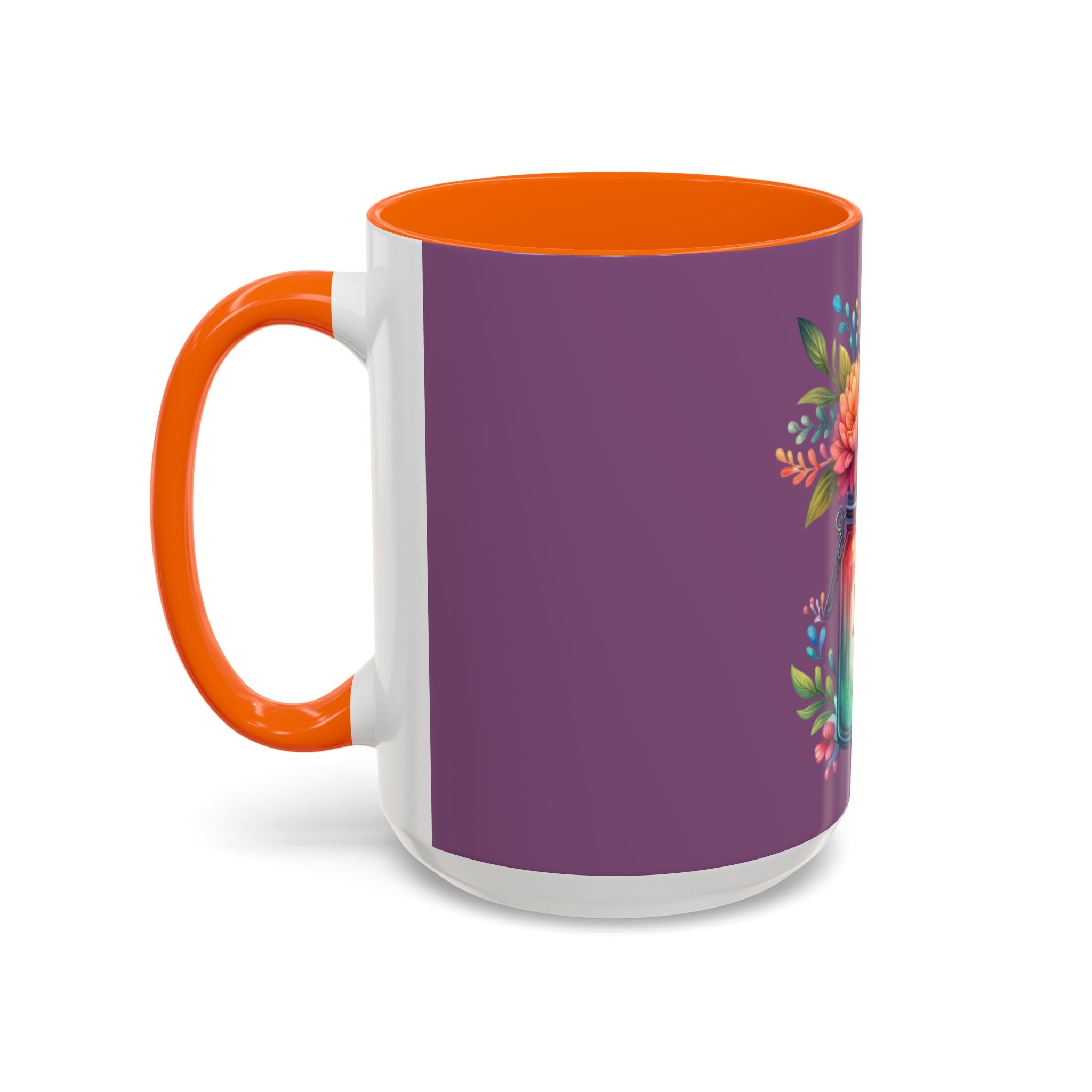 Faith & Love Floral Accent Coffee Mug — Colorful Candle Jar Design (11/15oz)