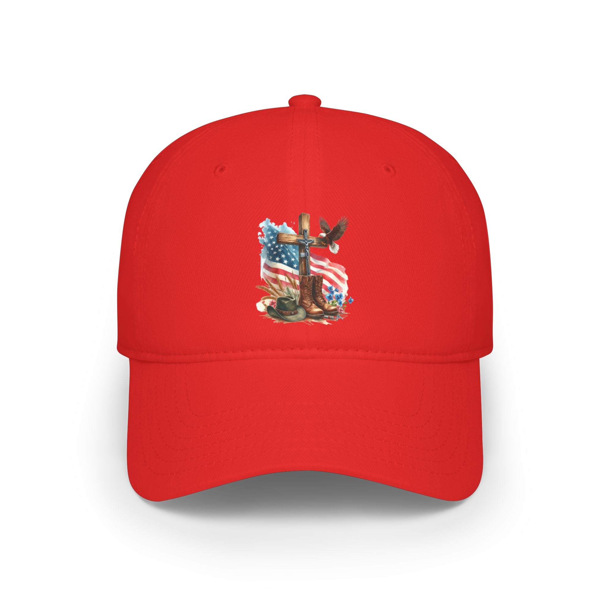 American Flag Cross Cap — Patriotic Low Profile Baseball Hat