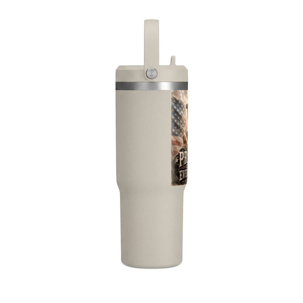 Prayer Changes Everything 32oz Tumbler - Christian Cross & American Flag Travel Cup