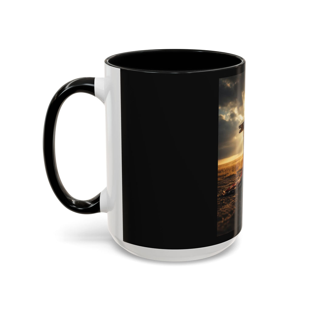 American Flag Cross Coffee Mug — Patriotic Religious Tribute Accent Mug