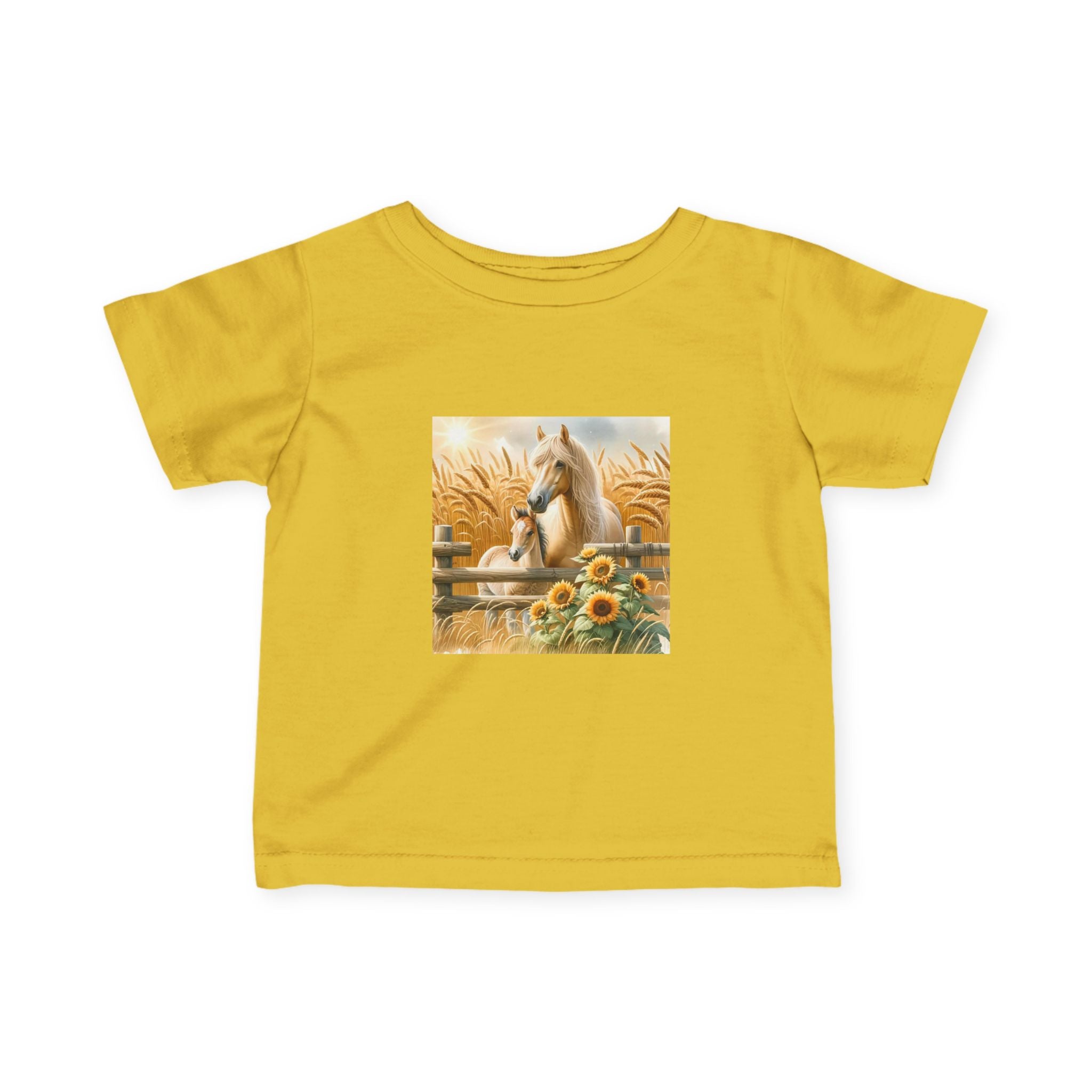 Infant Tee — Rustic Horse & Sunflower Farmyard Design