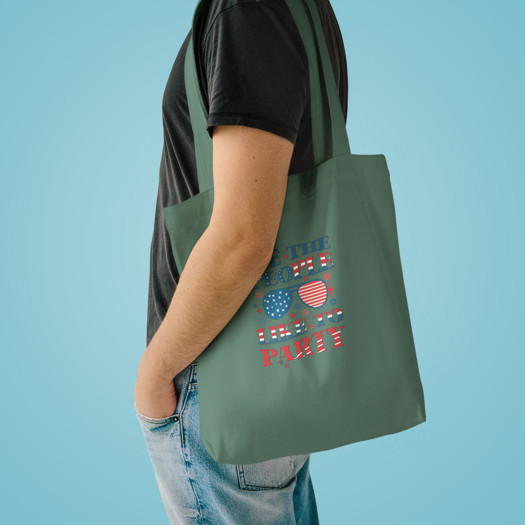 Patriotic "We The People" Cotton Tote Bag – Fourth of July USA Flag Market Bag