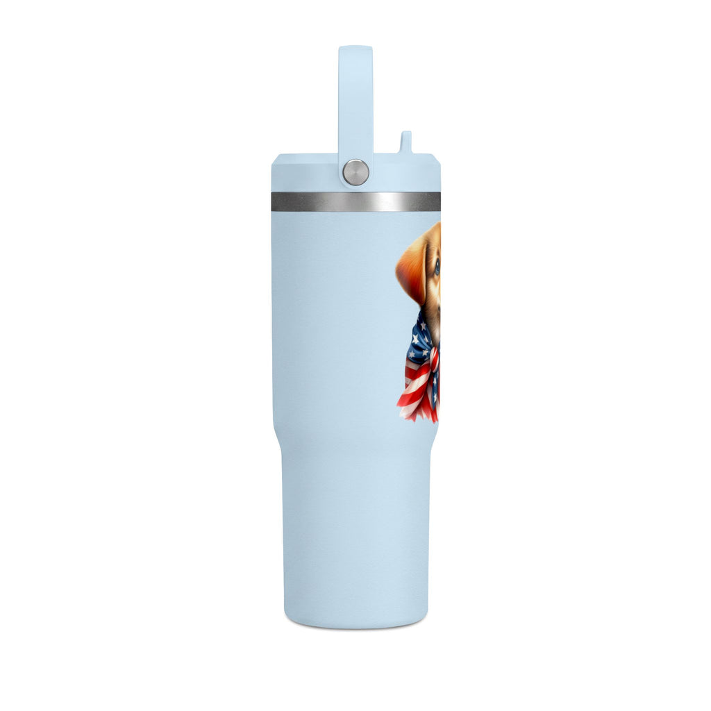 Patriotic Puppy 32oz Tumbler — American Flag Dog Travel Mug