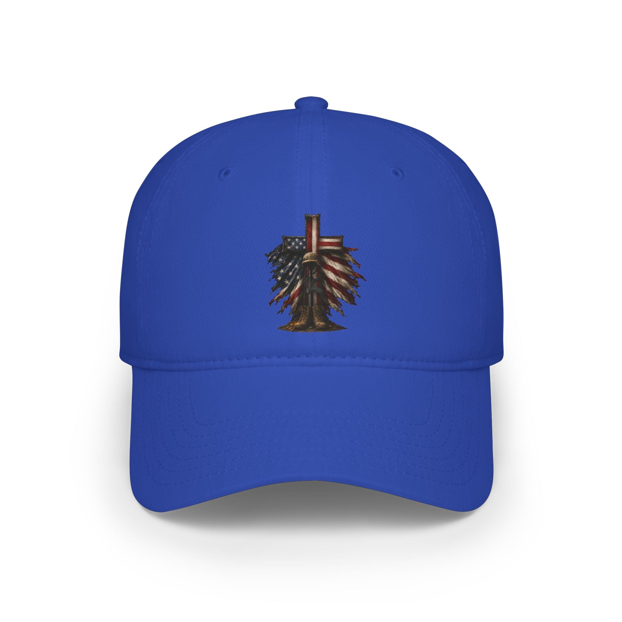 Low Profile Cap — Rustic American Flag Cross Emblem