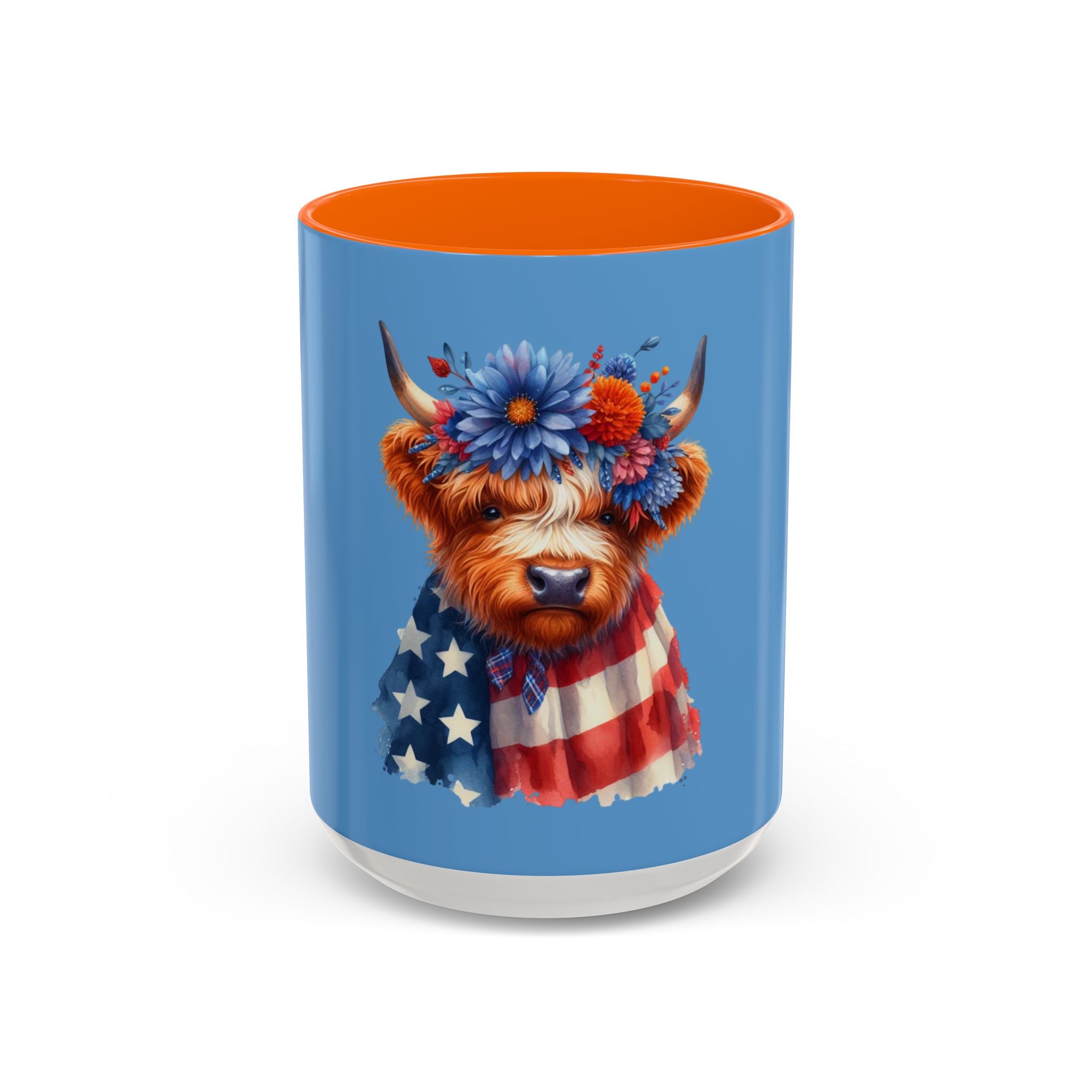 Patriotic Highland Cow Accent Coffee Mug – 11/15oz