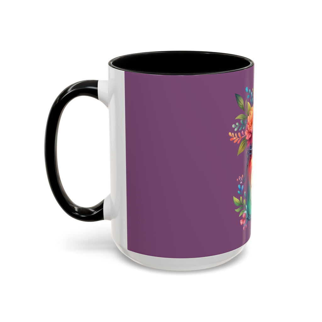 Faith & Love Floral Accent Coffee Mug — Colorful Candle Jar Design (11/15oz)