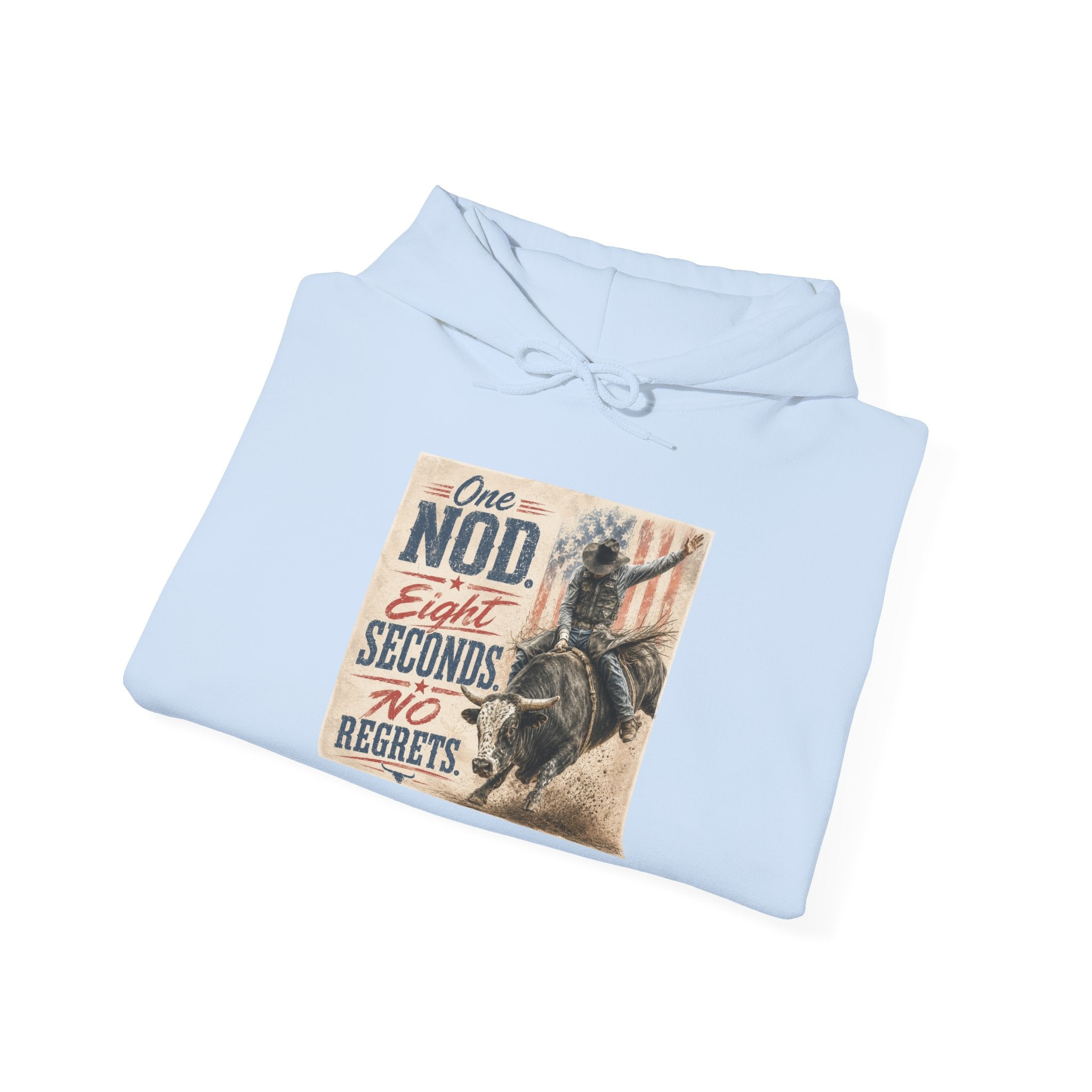 Hoodie - 'One Nod Eight Seconds No Regrets' Motorcycle Rider Vintage Graphic Hoodie