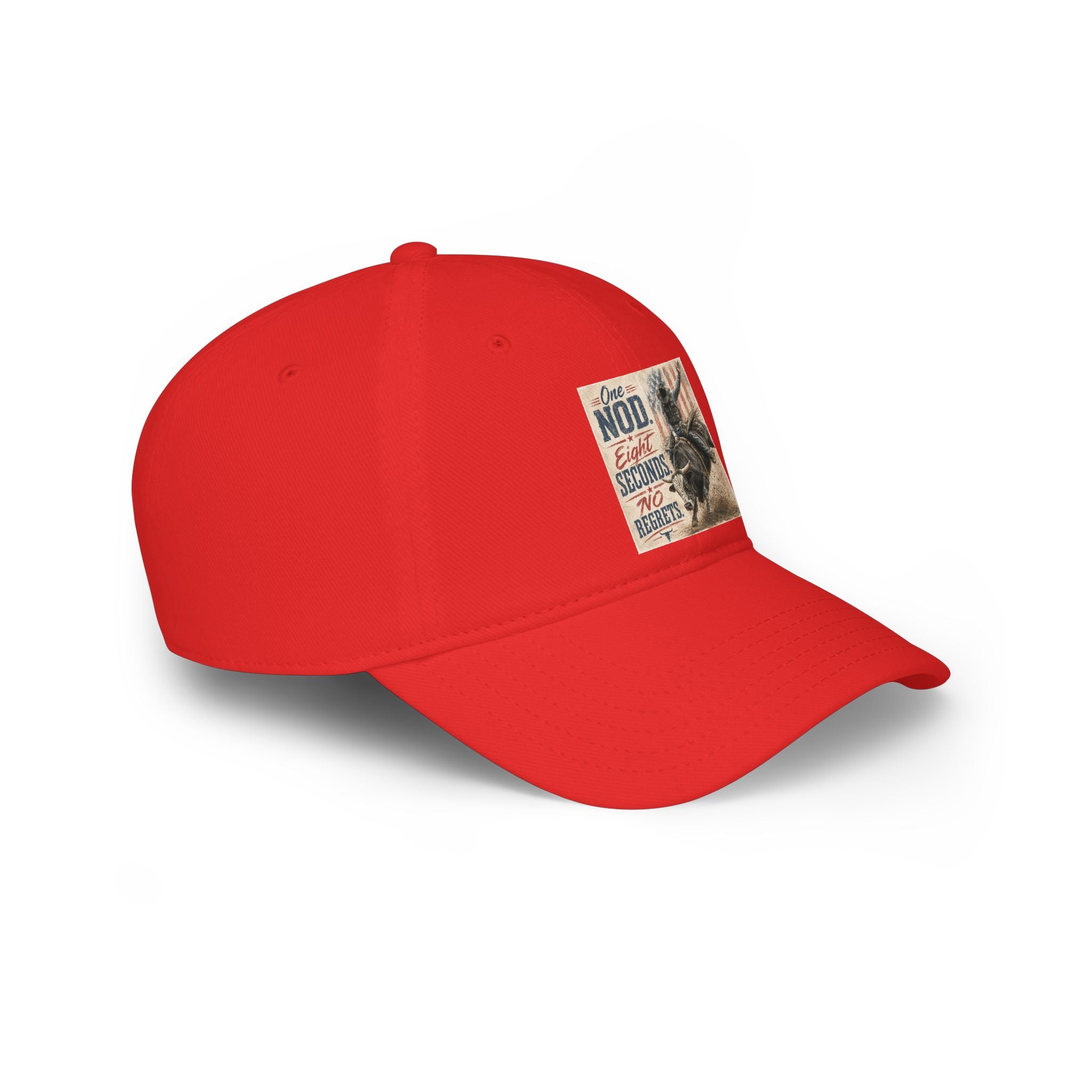 Low Profile Baseball Cap - 'One Nod Eight Seconds No Regrets' Bull Rider Rodeo Hat