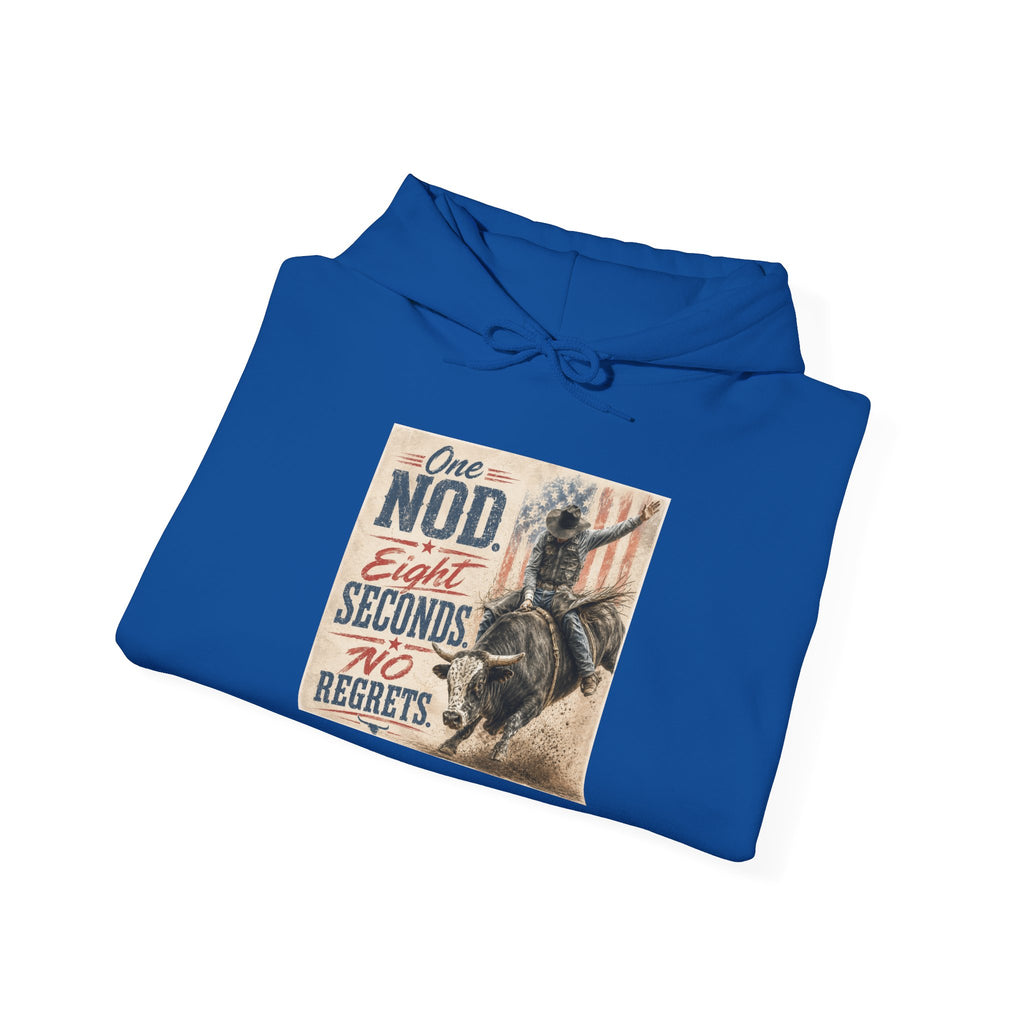 Hoodie - 'One Nod Eight Seconds No Regrets' Motorcycle Rider Vintage Graphic Hoodie