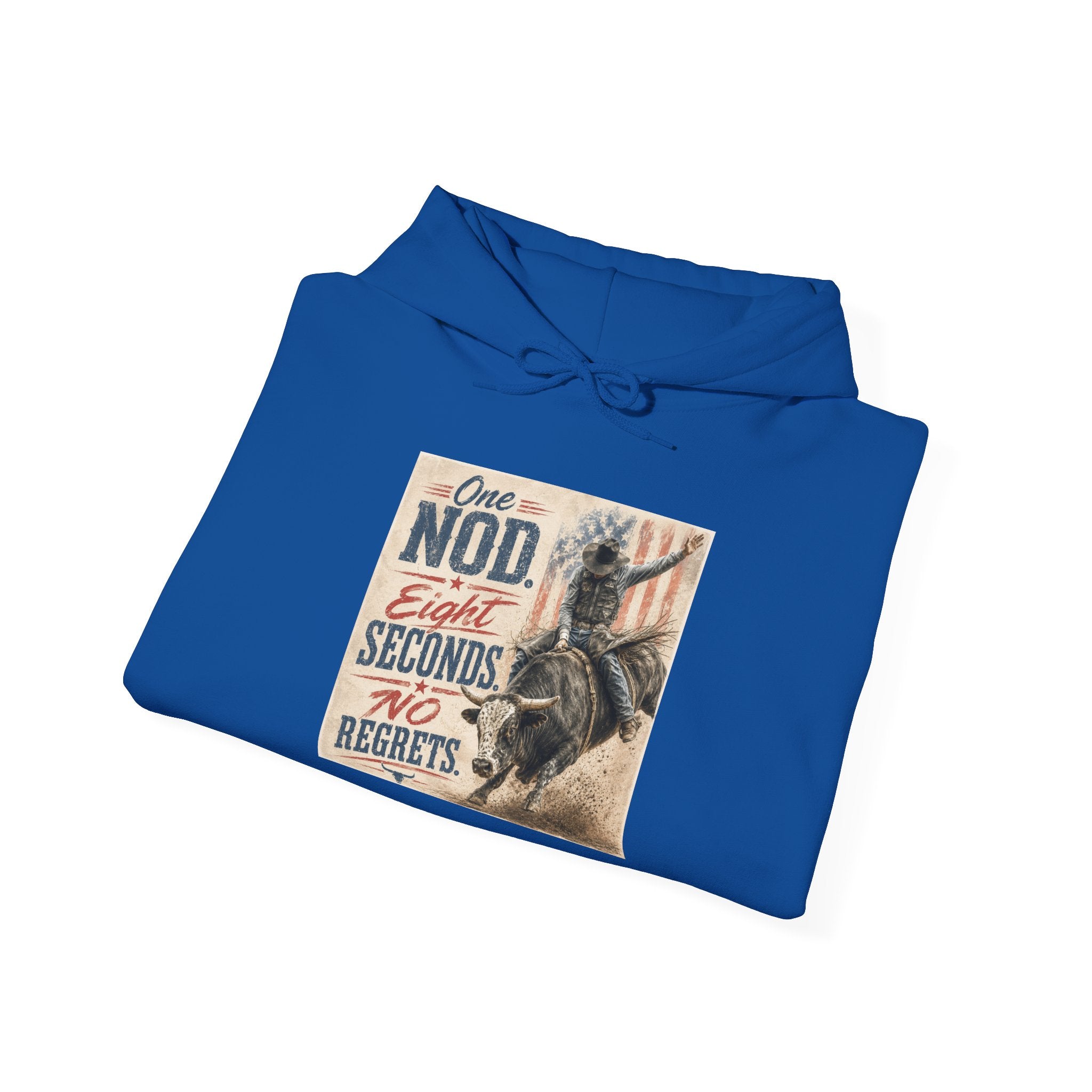 Hoodie - 'One Nod Eight Seconds No Regrets' Motorcycle Rider Vintage Graphic Hoodie