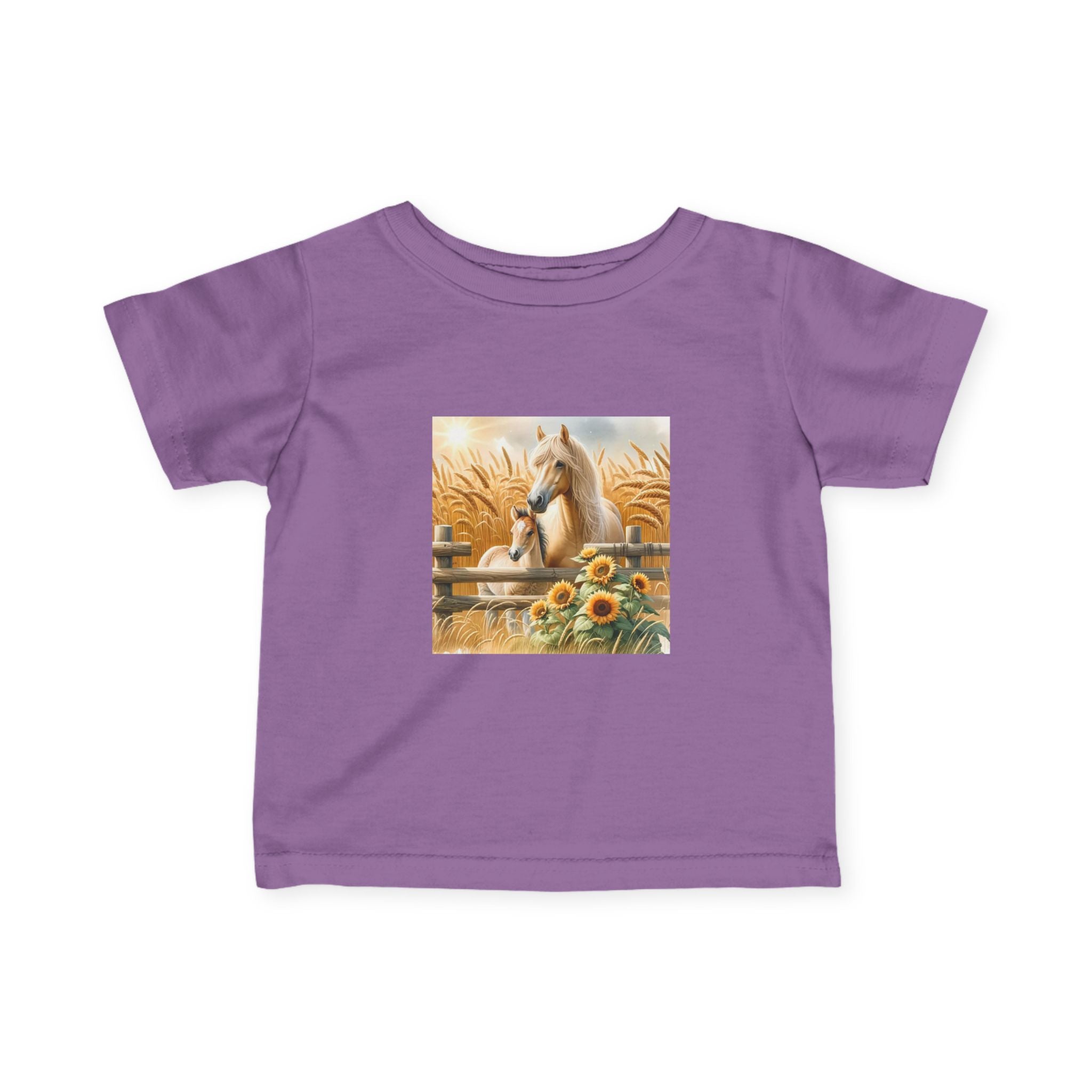 Infant Tee — Rustic Horse & Sunflower Farmyard Design