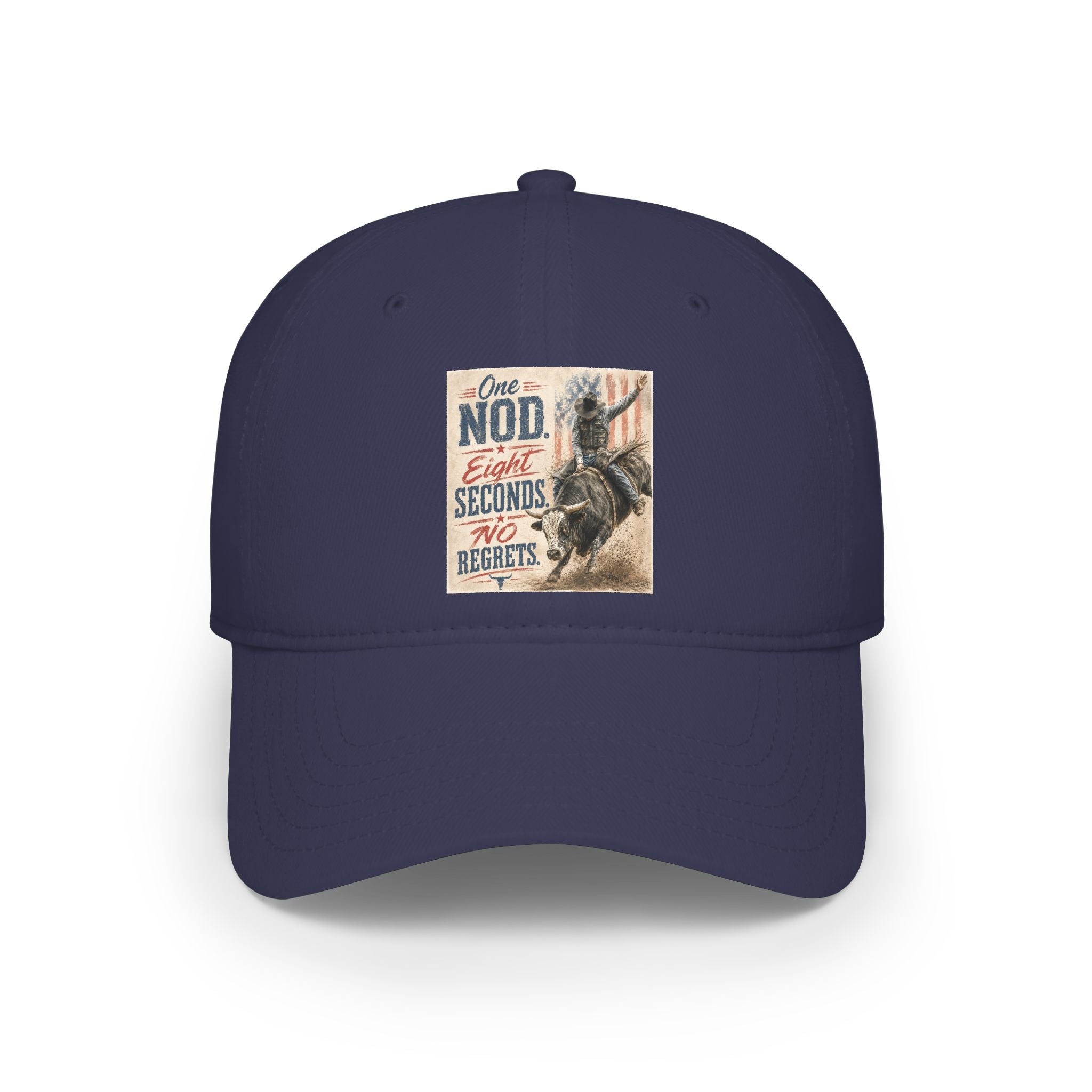 Low Profile Baseball Cap - 'One Nod Eight Seconds No Regrets' Bull Rider Rodeo Hat