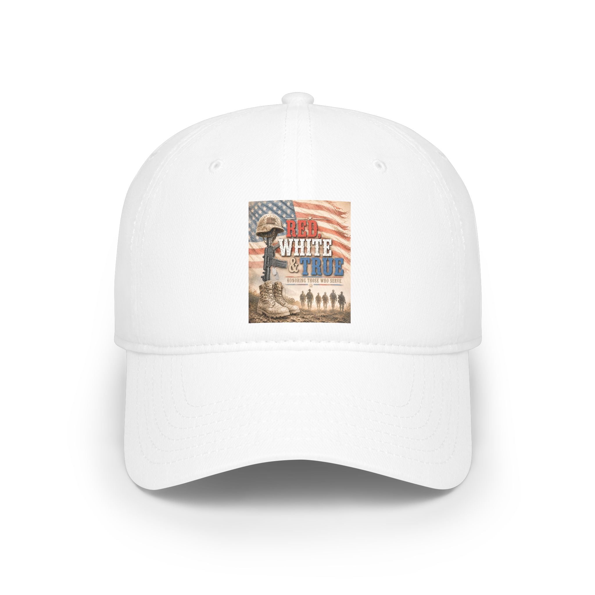 Low Profile Baseball Cap — Red, Patriotic "Land of the Free" Military Tribute Cap