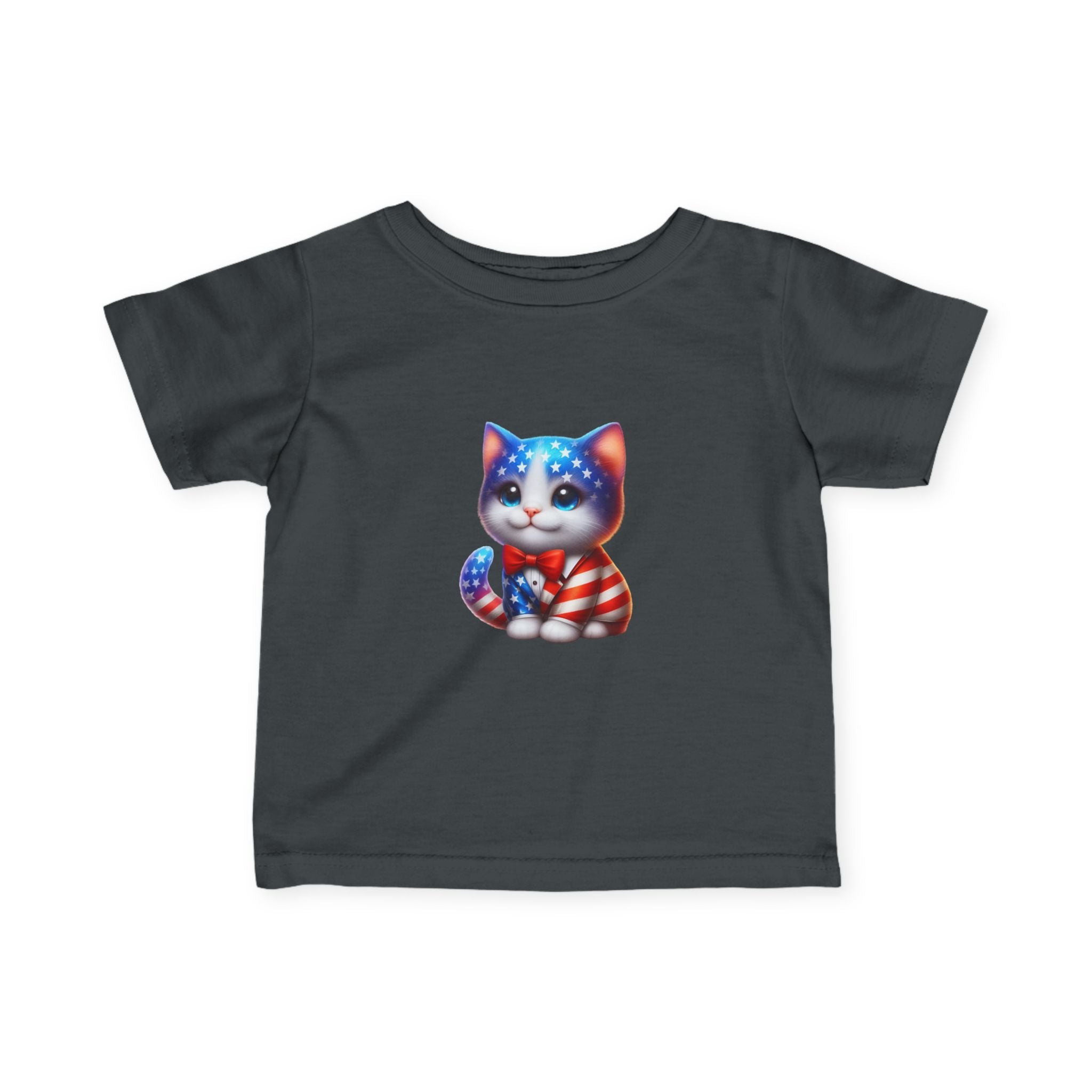 Infant Tee — Patriotic American Flag Kitten Baby Shirt