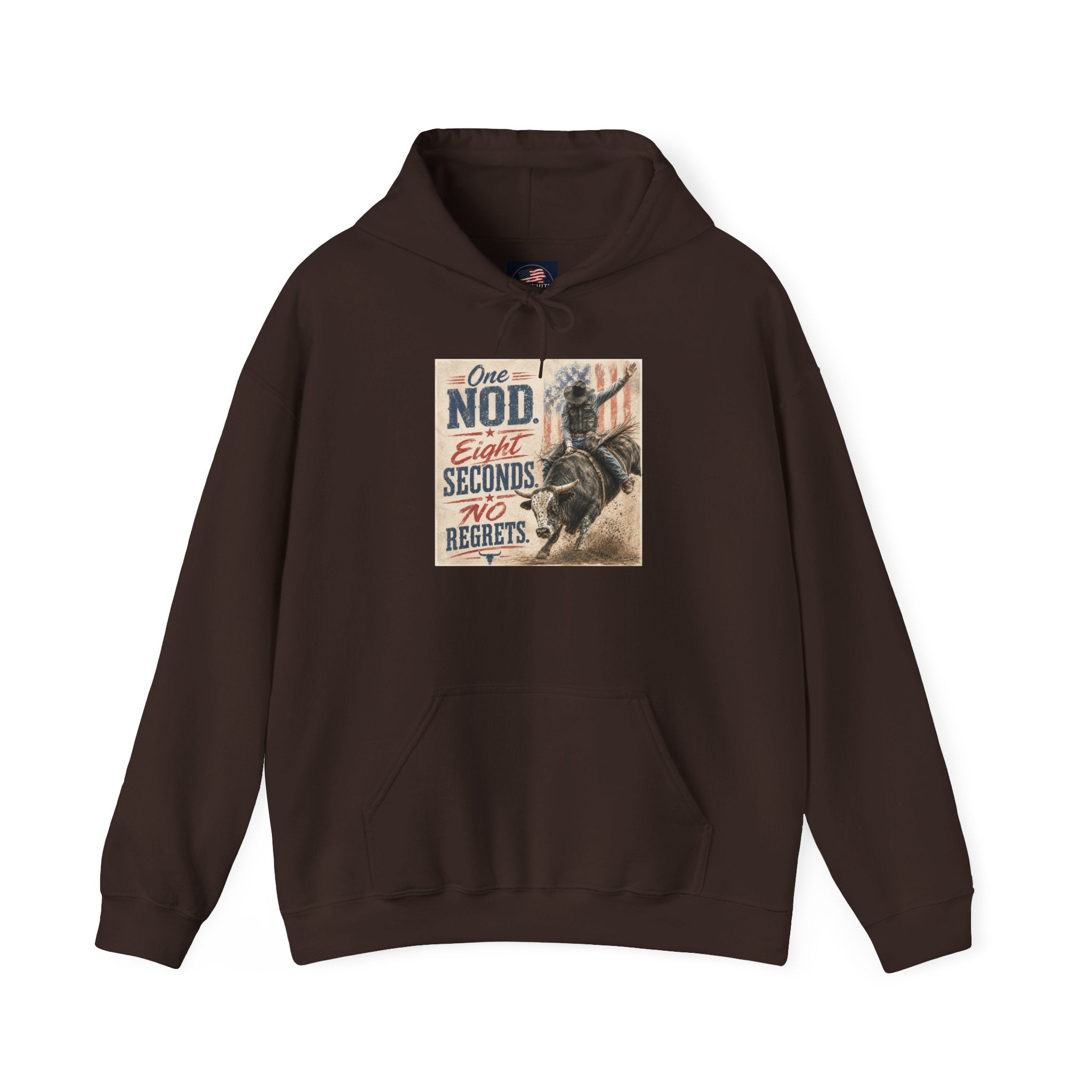 Hoodie - 'One Nod Eight Seconds No Regrets' Motorcycle Rider Vintage Graphic Hoodie