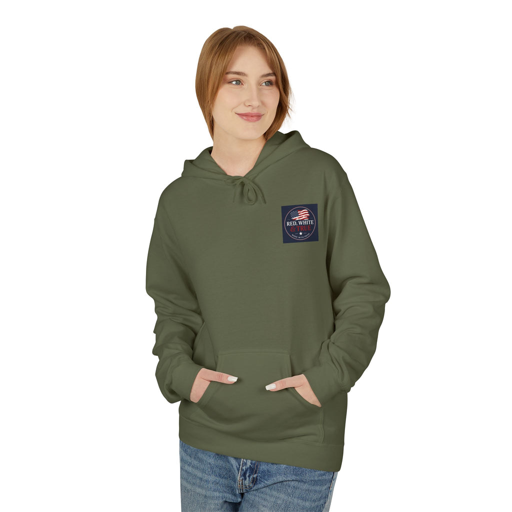 Red White & True Hoodie — Patriotic Cross Sunset Pullover