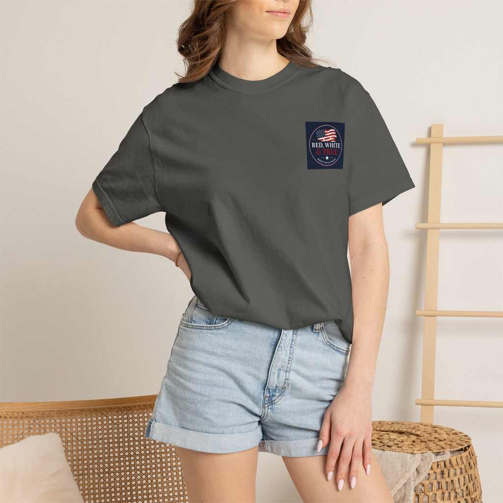 American Flag Cross T-Shirt — Patriotic 'Red White' Memorial Graphic