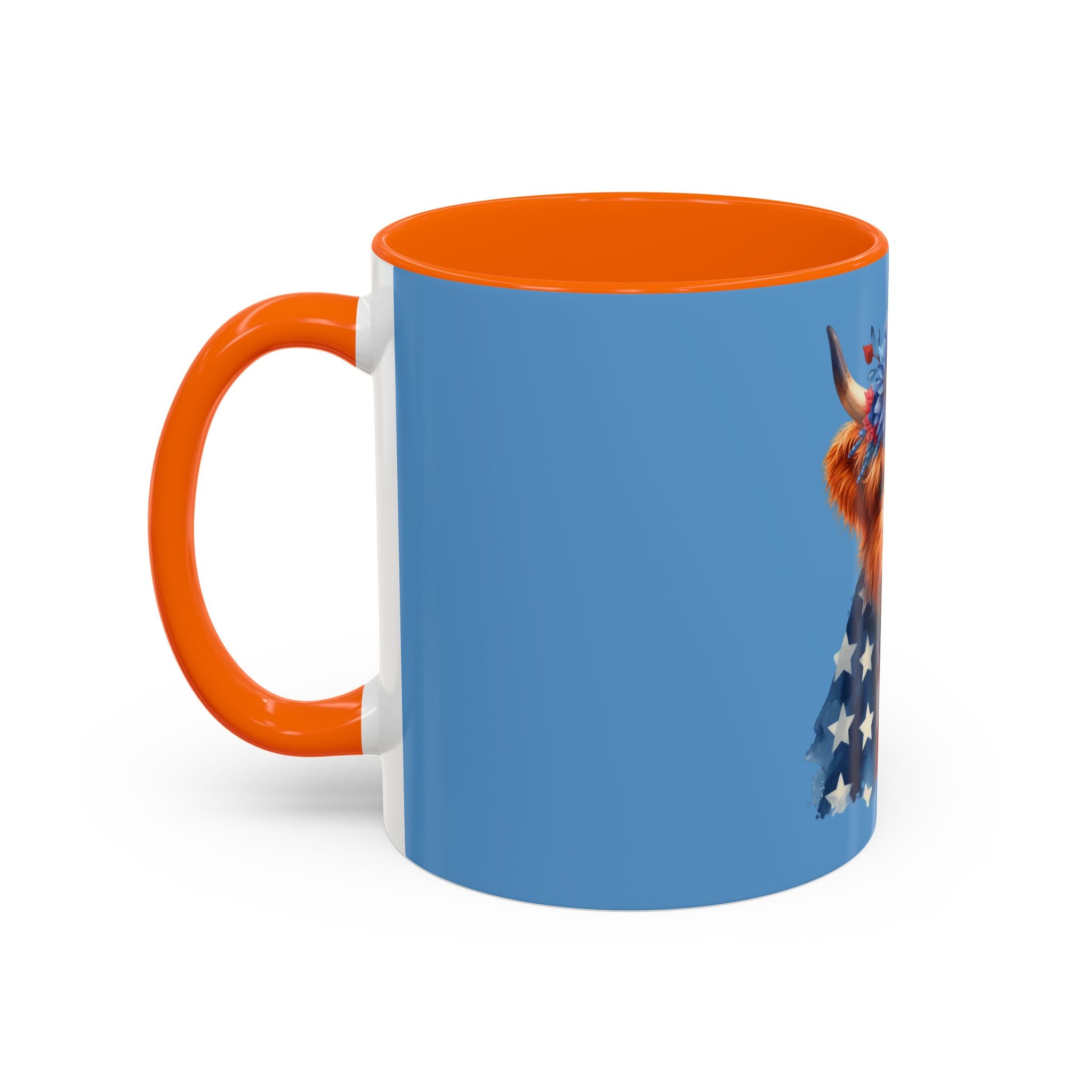 Patriotic Highland Cow Accent Coffee Mug – 11/15oz