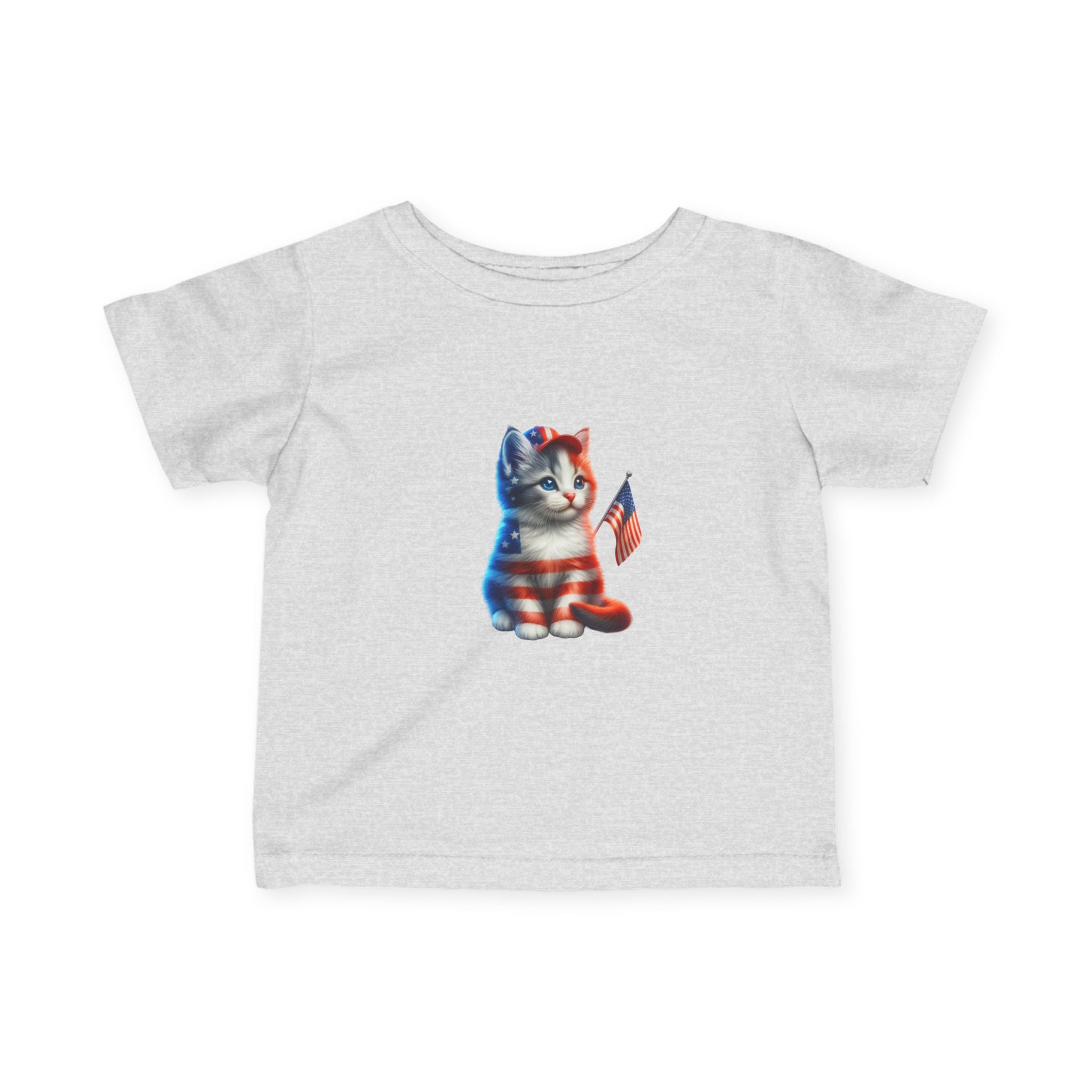 Infant Tee — Patriotic American Flag Kitten Graphic