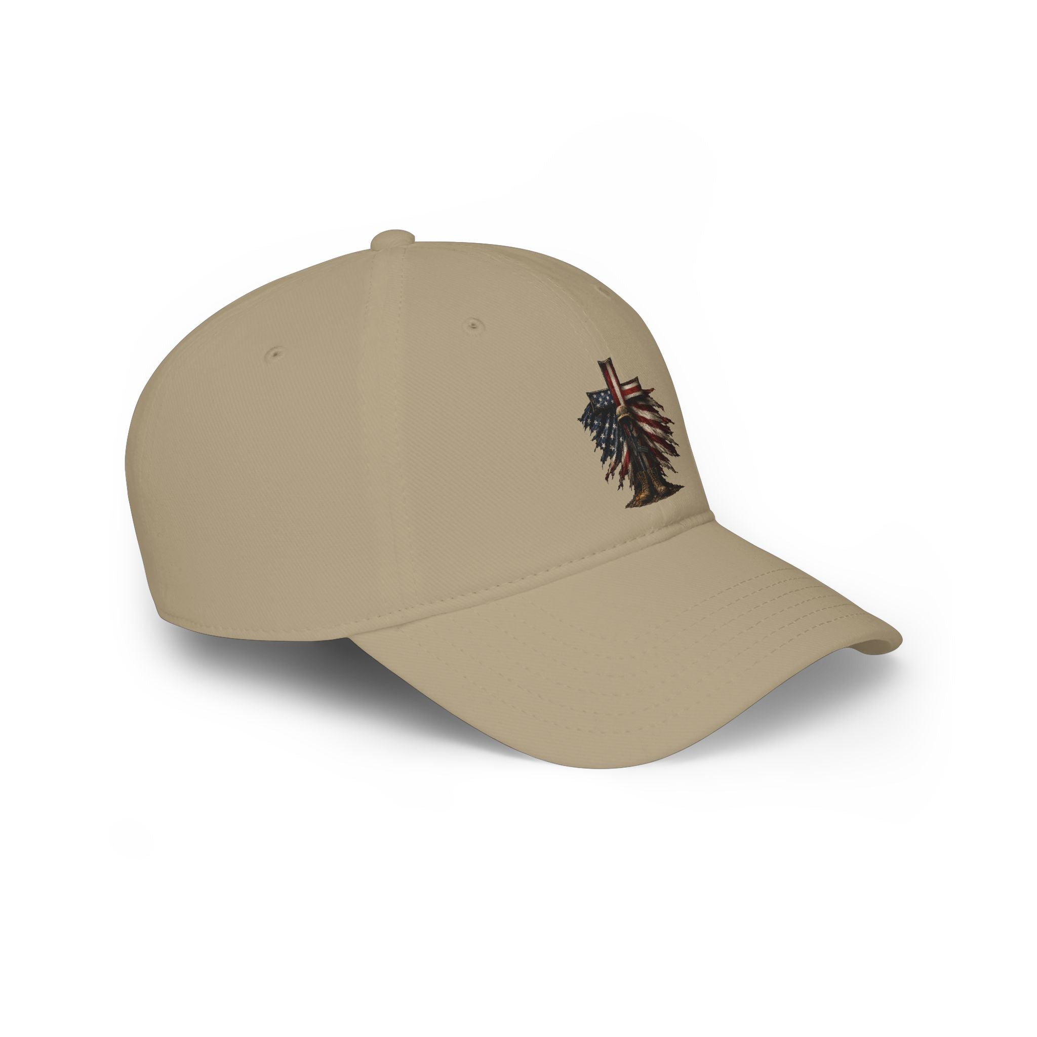 Low Profile Cap — Rustic American Flag Cross Emblem