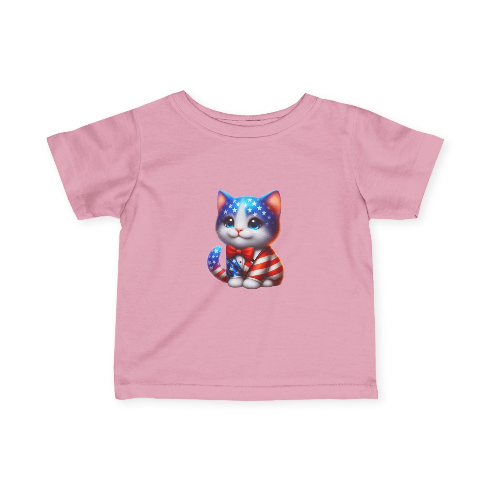 Infant Tee — Patriotic American Flag Kitten Baby Shirt
