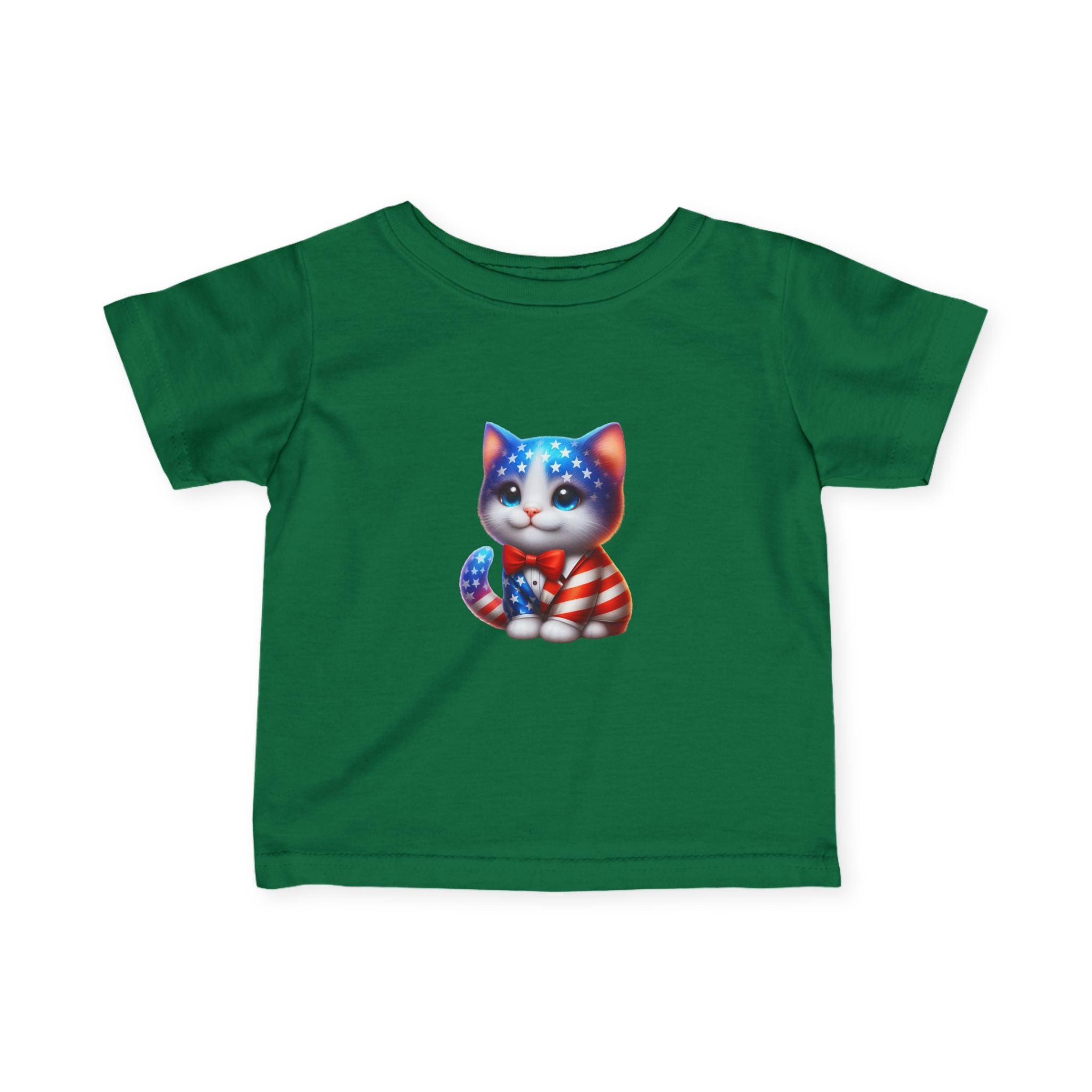 Infant Tee — Patriotic American Flag Kitten Baby Shirt