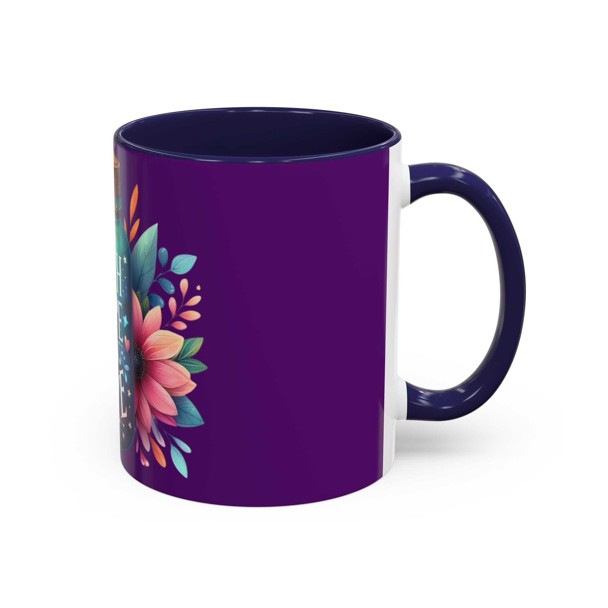 Faith Hope Love Accent Coffee Mug — Floral Jar Design (11/15 oz)