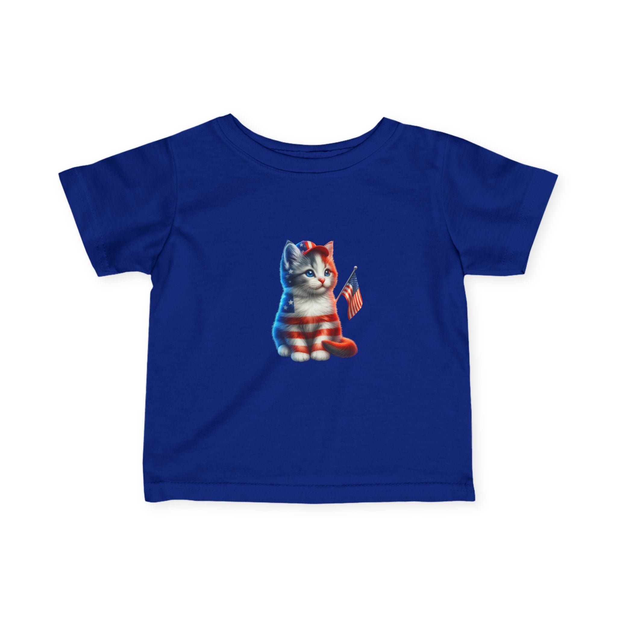 Infant Tee — Patriotic American Flag Kitten Graphic