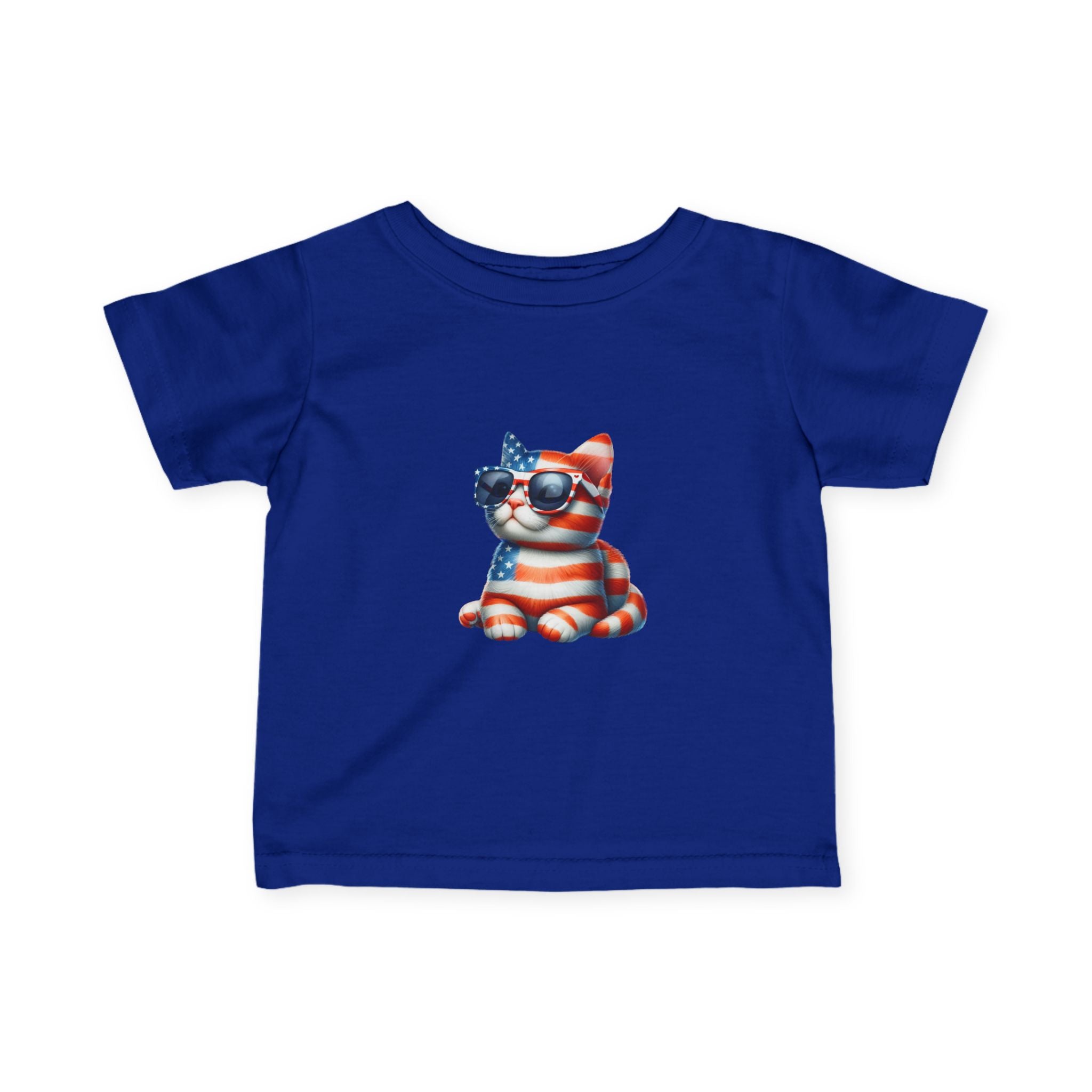 Patriotic Kitty Infant Tee — American Flag Cat Baby Shirt