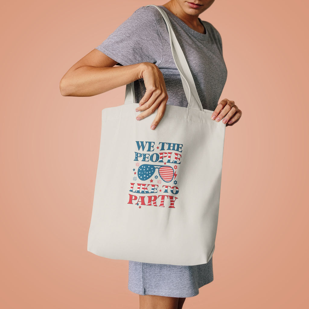 Patriotic "We The People" Cotton Tote Bag – Fourth of July USA Flag Market Bag