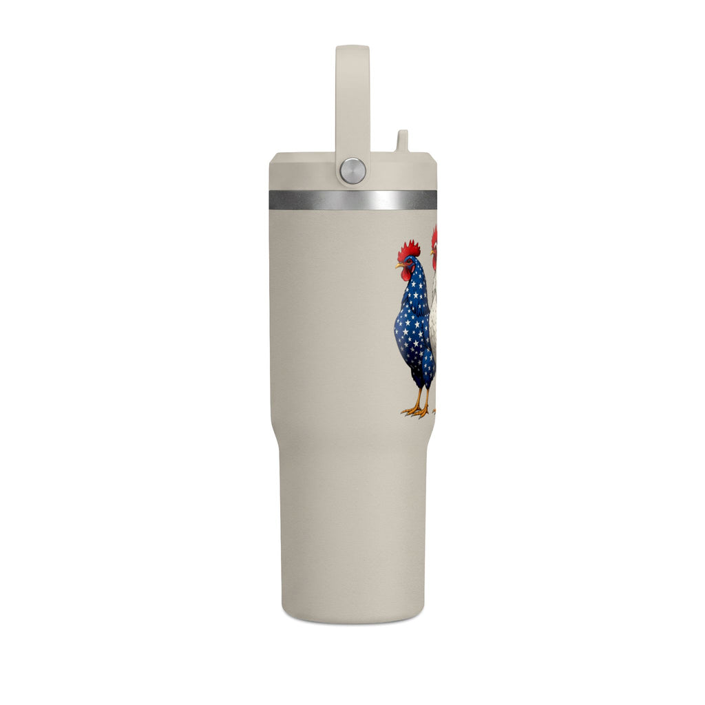 Patriotic Rooster 32oz Tumbler – American Flag Farmhouse Travel Cup