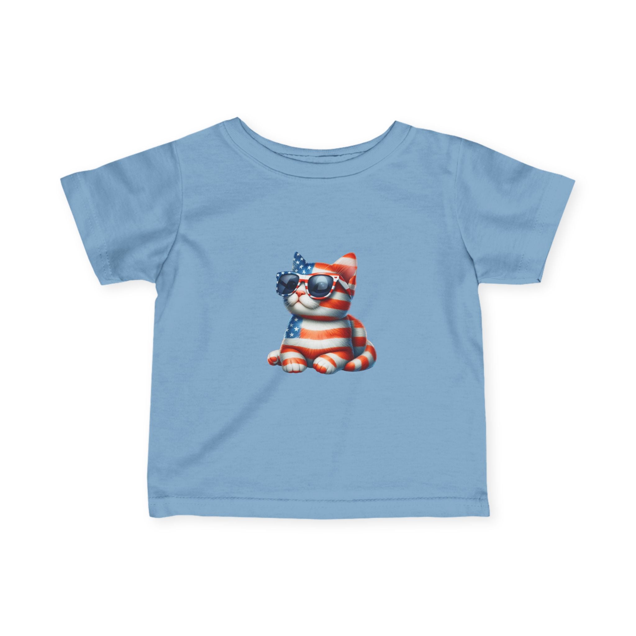 Patriotic Kitty Infant Tee — American Flag Cat Baby Shirt