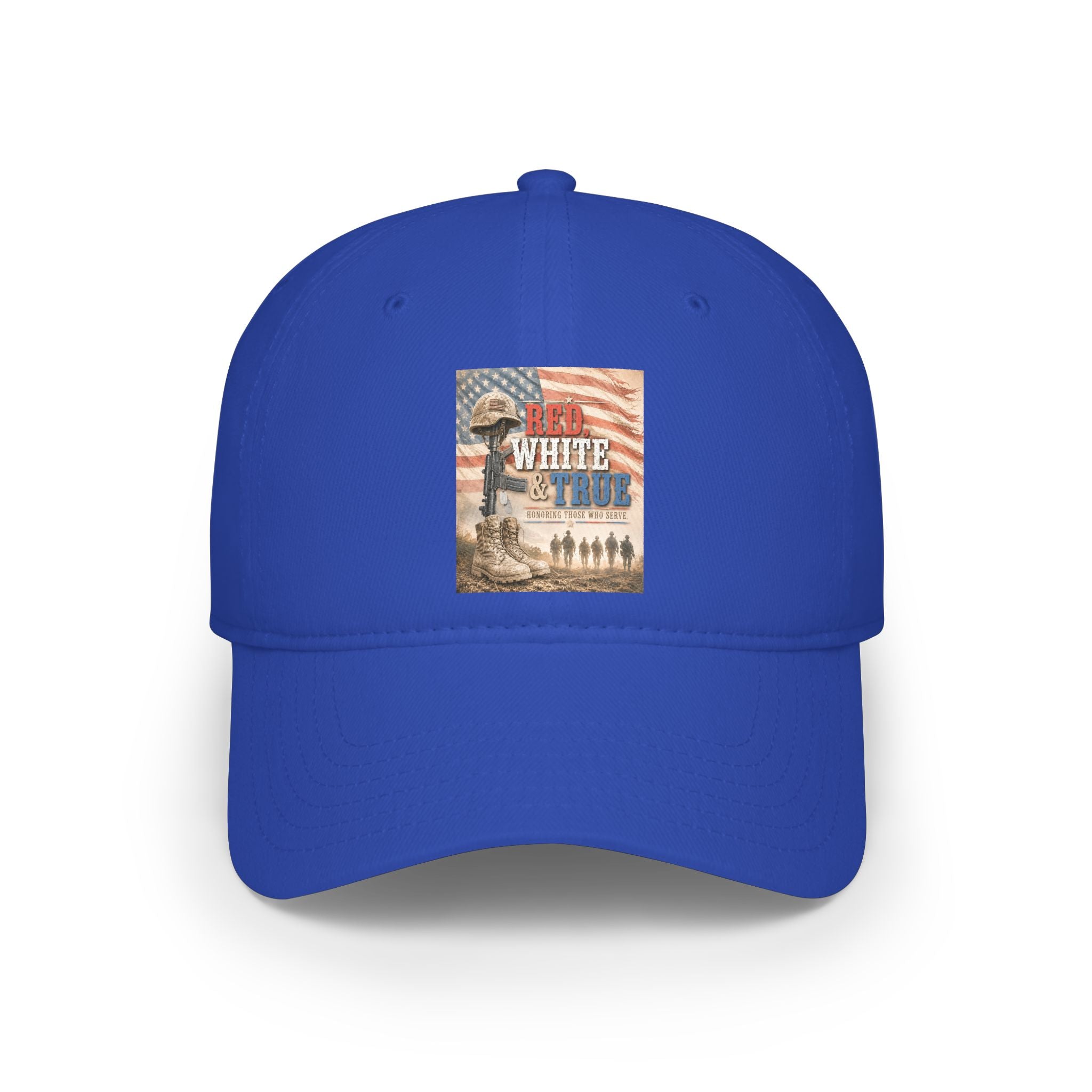Low Profile Baseball Cap — Red, Patriotic "Land of the Free" Military Tribute Cap