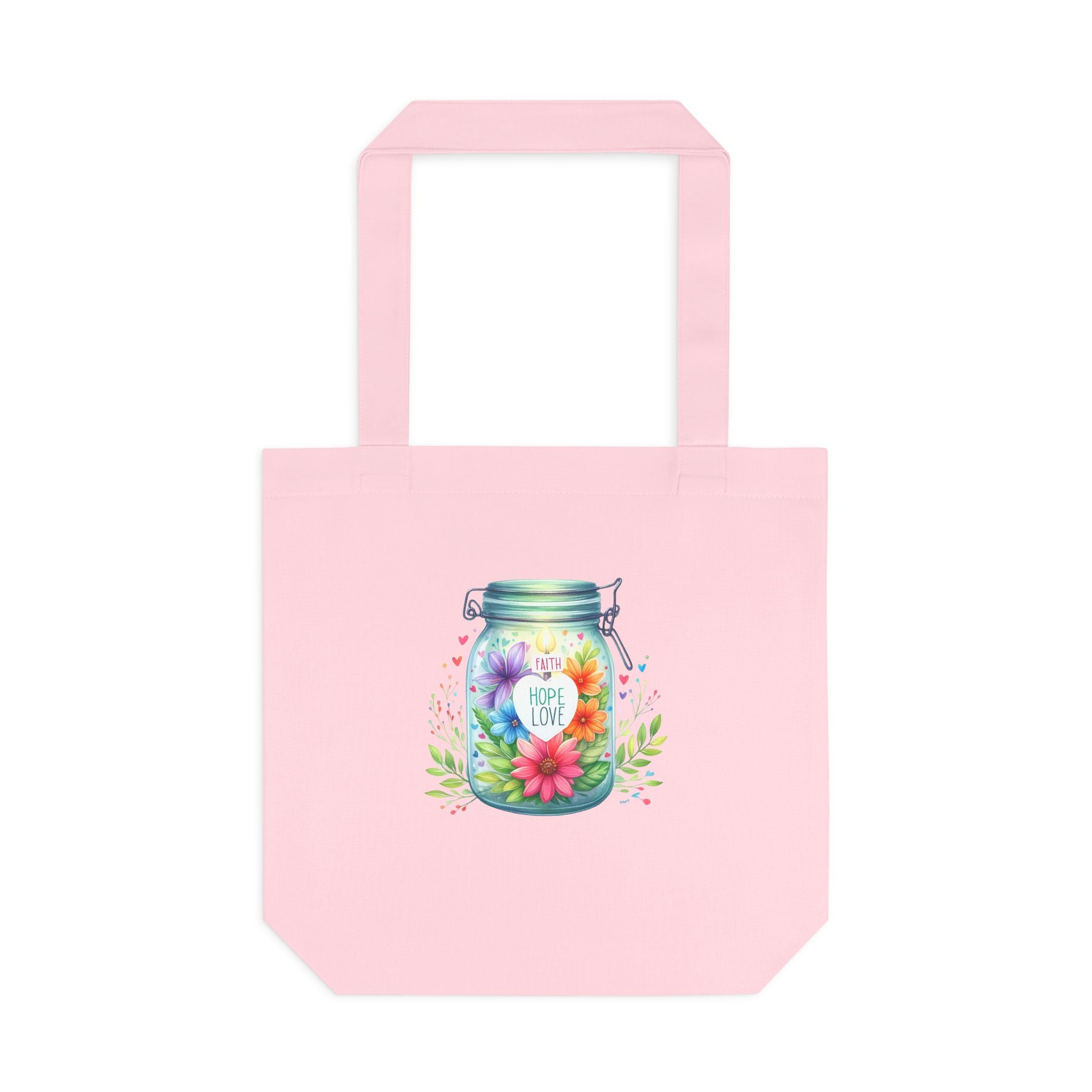 Tote Bag — "Hope Lights the Way" Mason Jar Floral Design