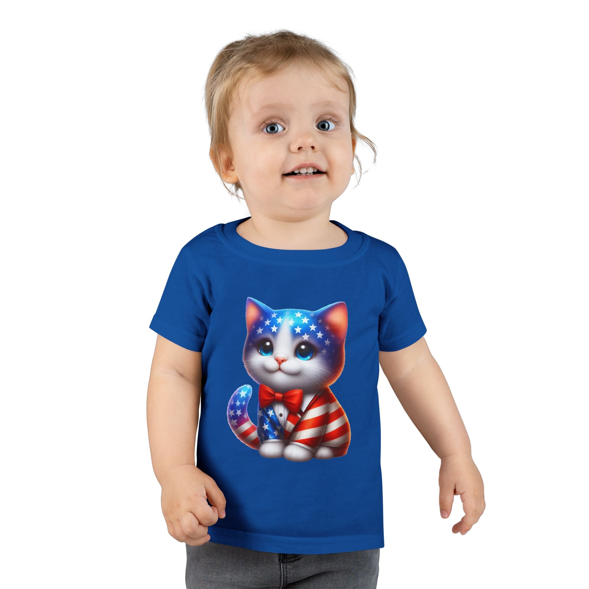 Toddler T-Shirt — Patriotic USA Flag Kitten Graphic