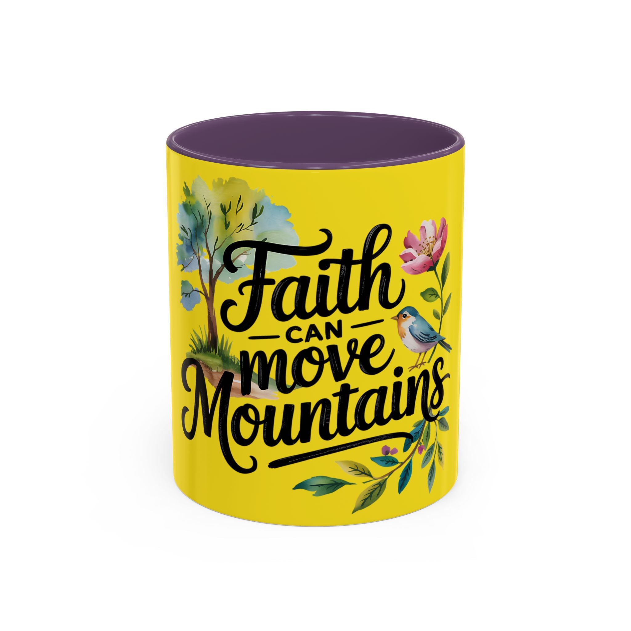 Faith Can Move Mountains Accent Coffee Mug – Inspirational Christian Tea Cup